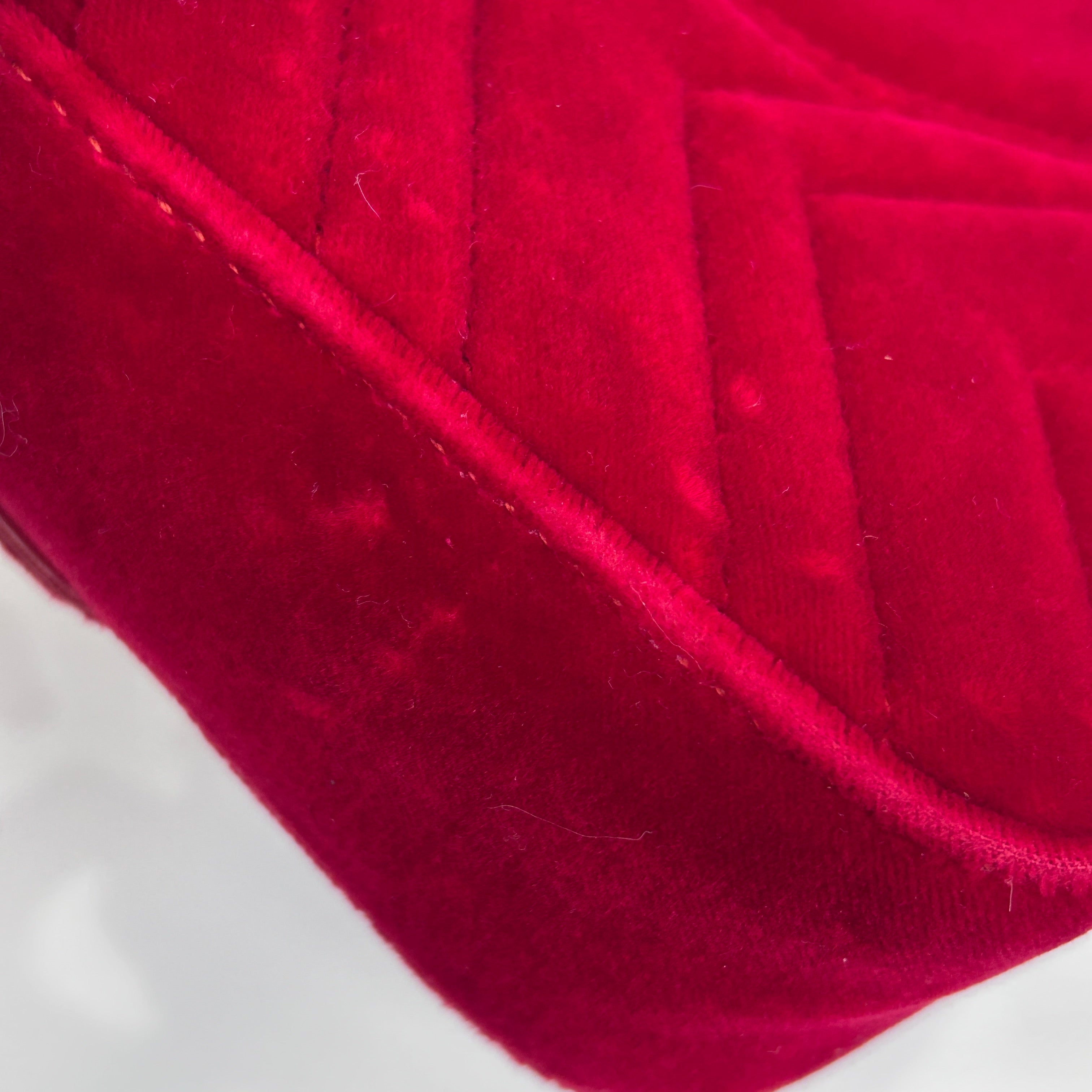 Red Velvet Matelasse Medium GG Marmont Bag w/GHW