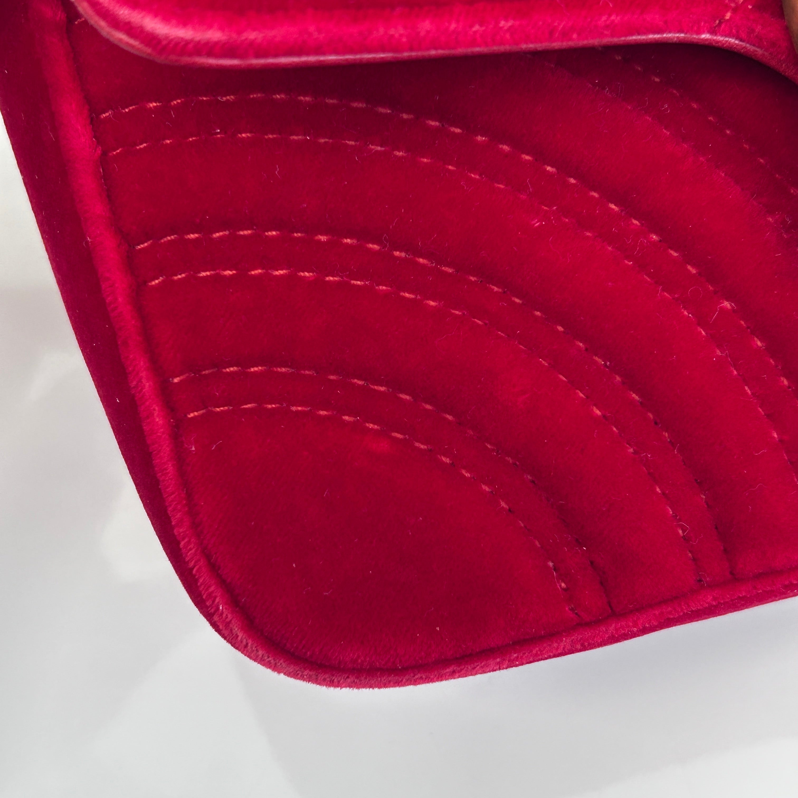 Red Velvet Matelasse Medium GG Marmont Bag w/GHW