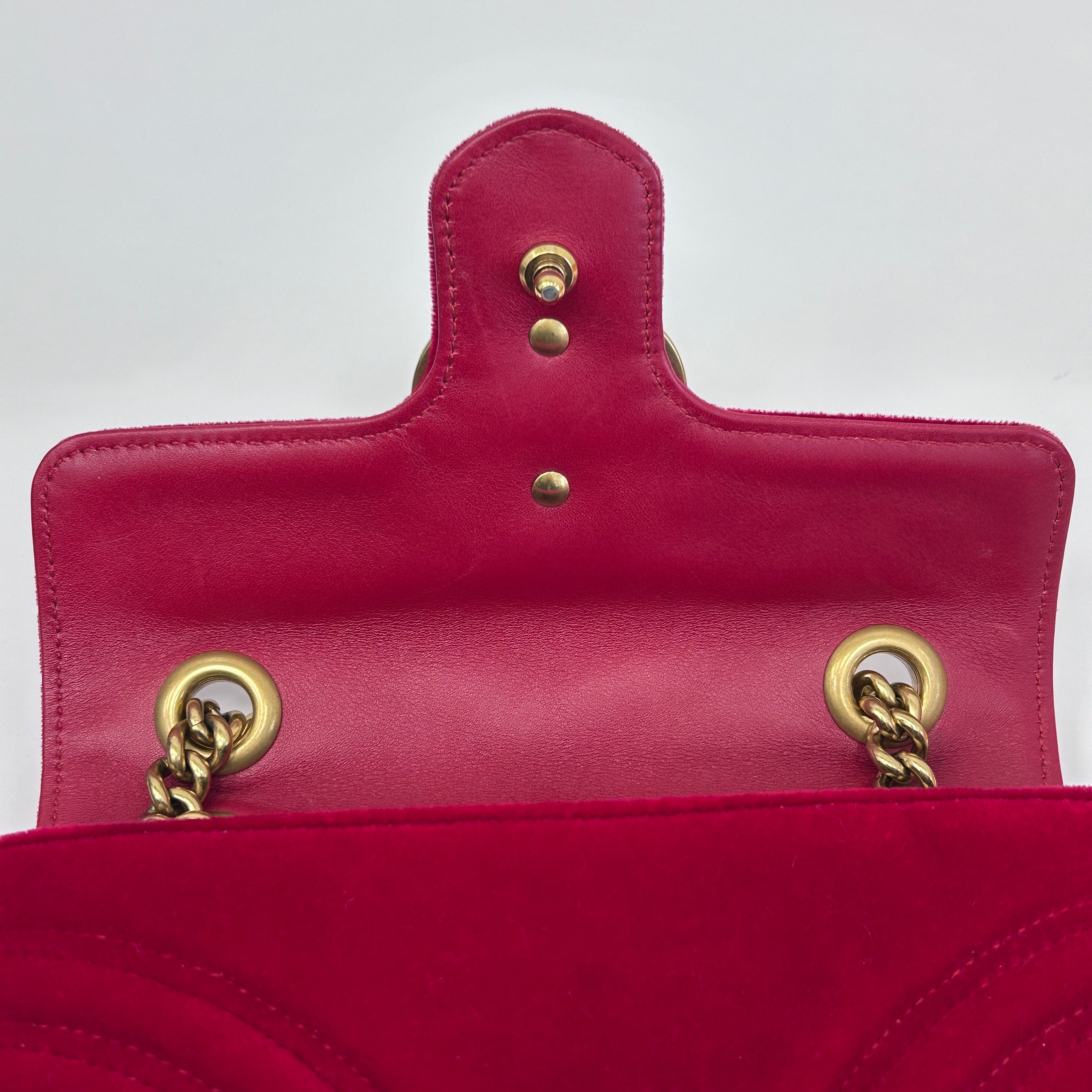 Red Velvet Matelasse Medium GG Marmont Bag w/GHW