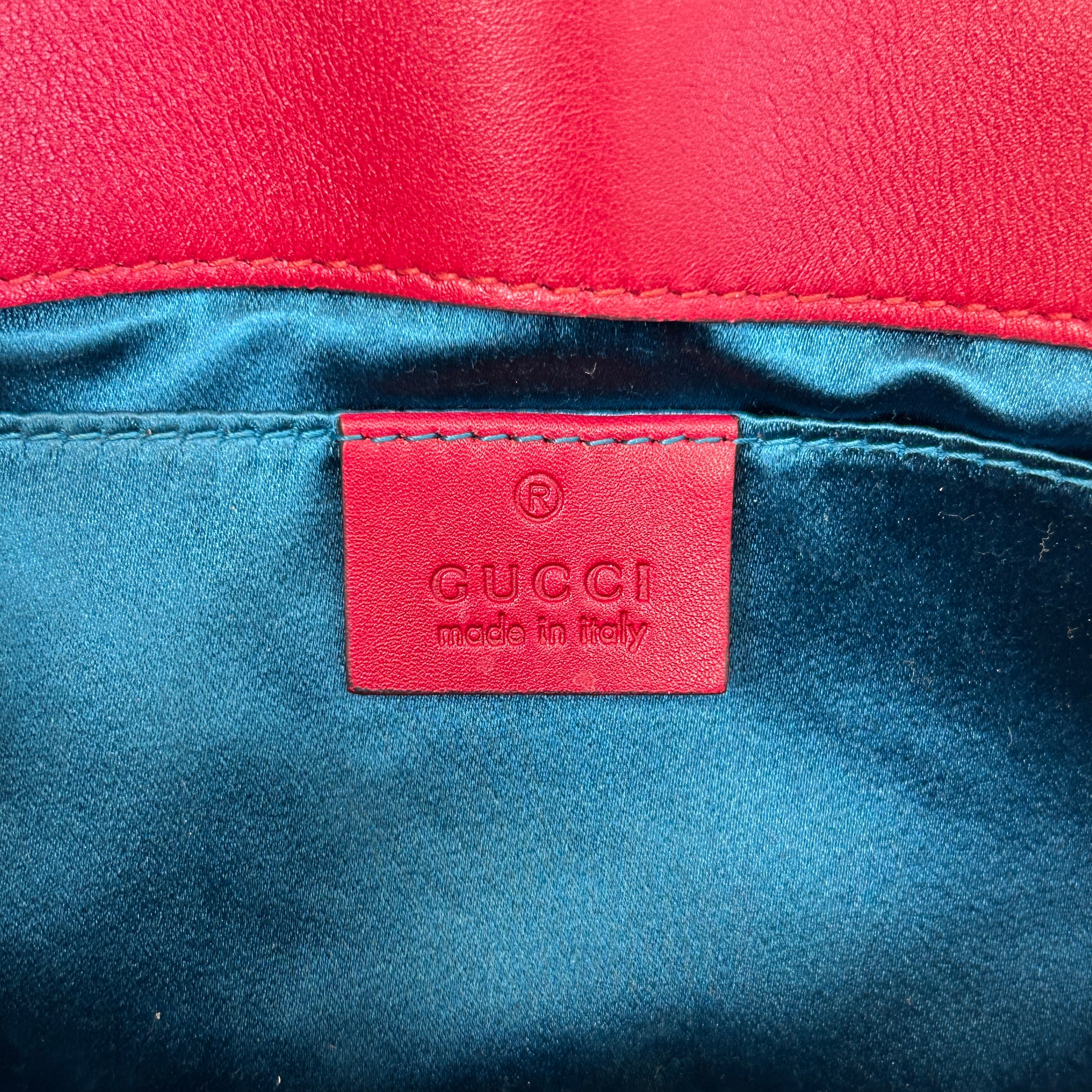 Red Velvet Matelasse Medium GG Marmont Bag w/GHW