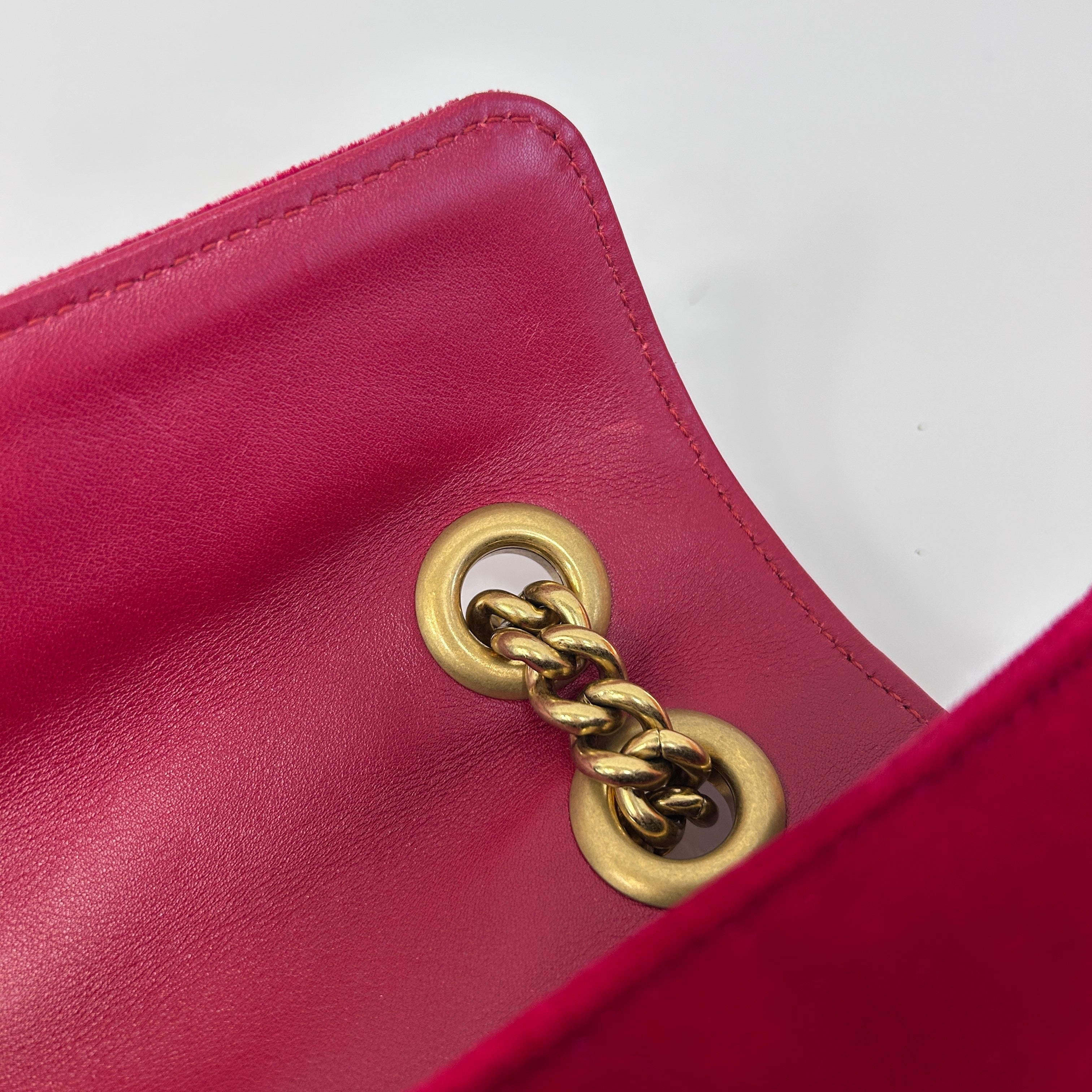Red Velvet Matelasse Medium GG Marmont Bag w/GHW