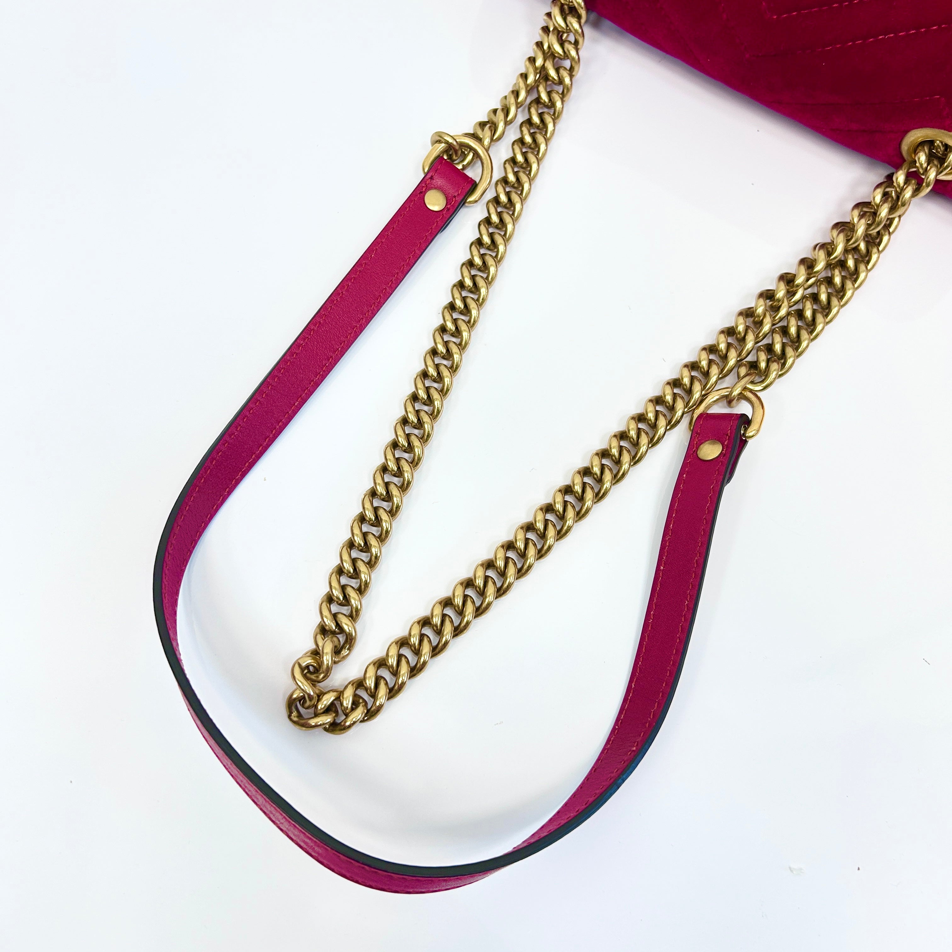 Red Velvet Matelasse Medium GG Marmont Bag w/GHW