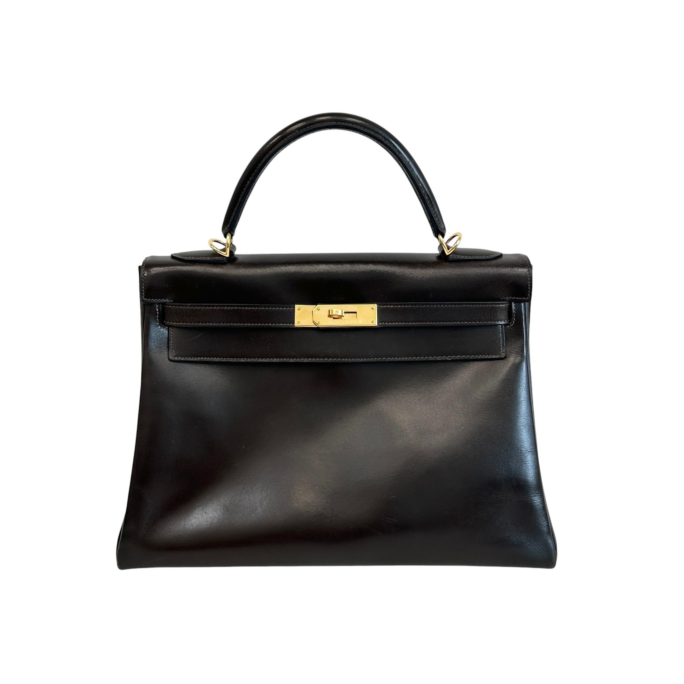 Vintage Kelly 32 Box Calf Leather Retourné w/LGHW