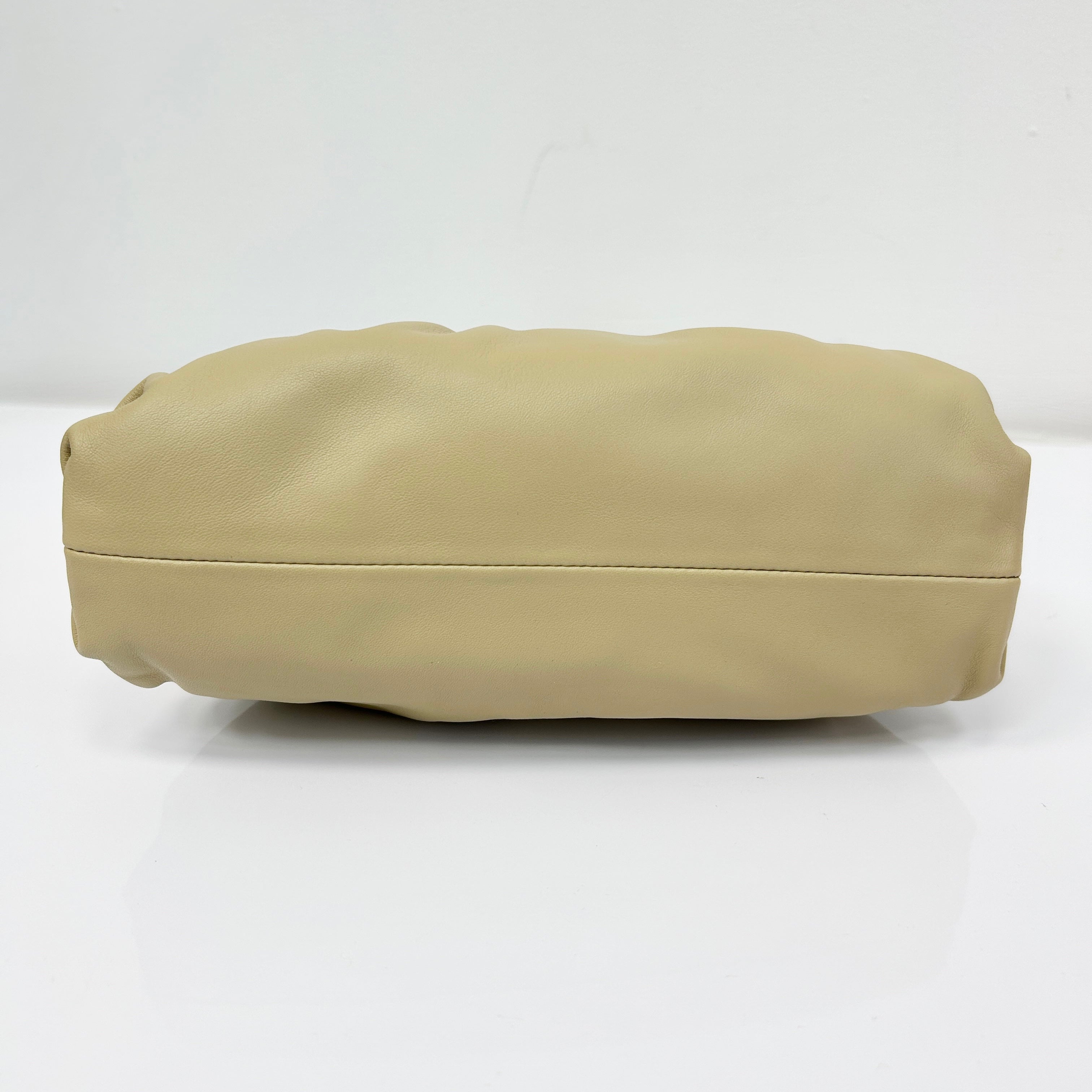 Beige Leather Mini Pouch Clutch Bag