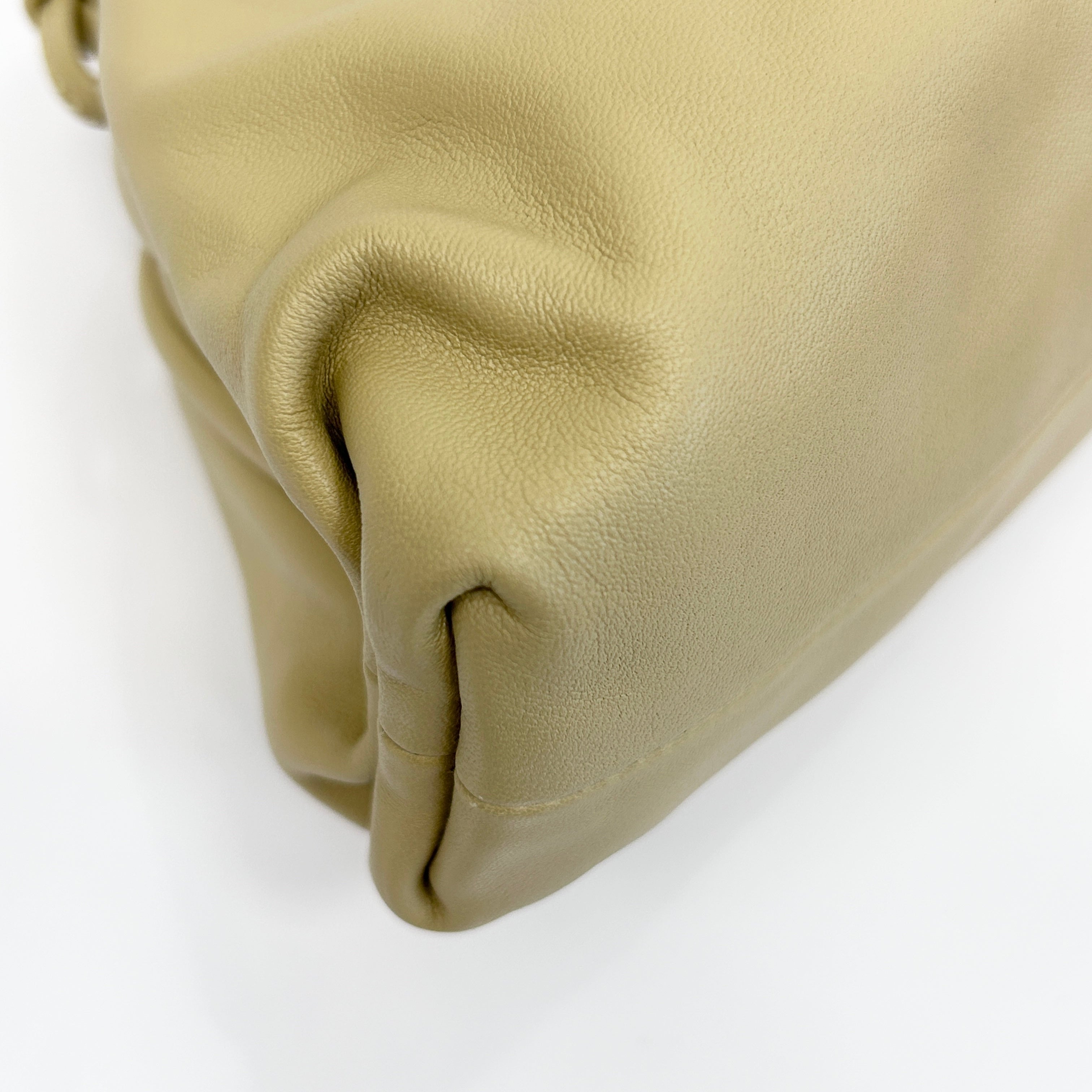 Beige Leather Mini Pouch Clutch Bag