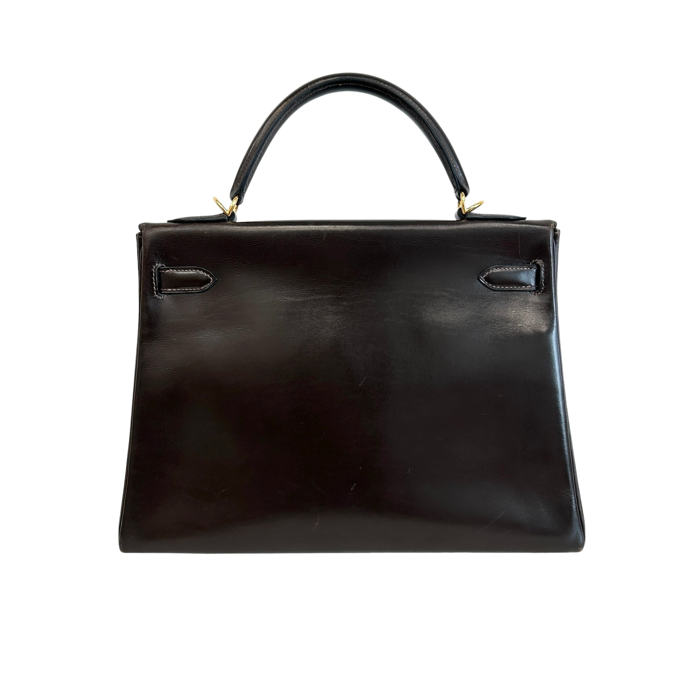 Vintage Kelly 32 Box Calf Leather Retourné w/LGHW