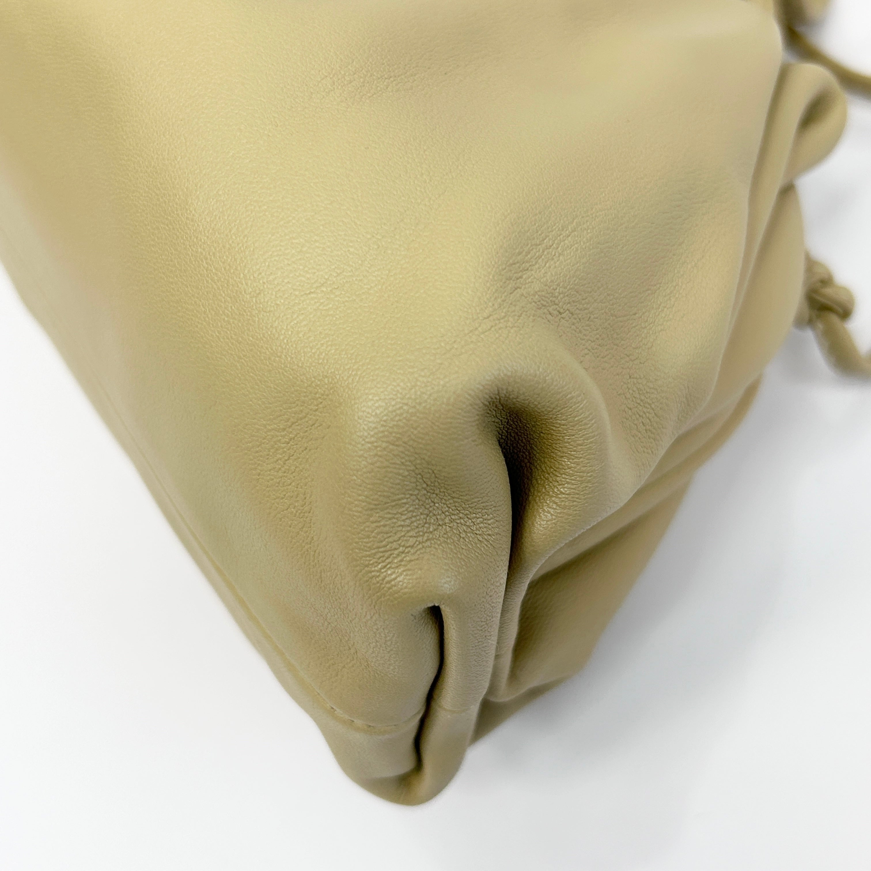 Beige Leather Mini Pouch Clutch Bag