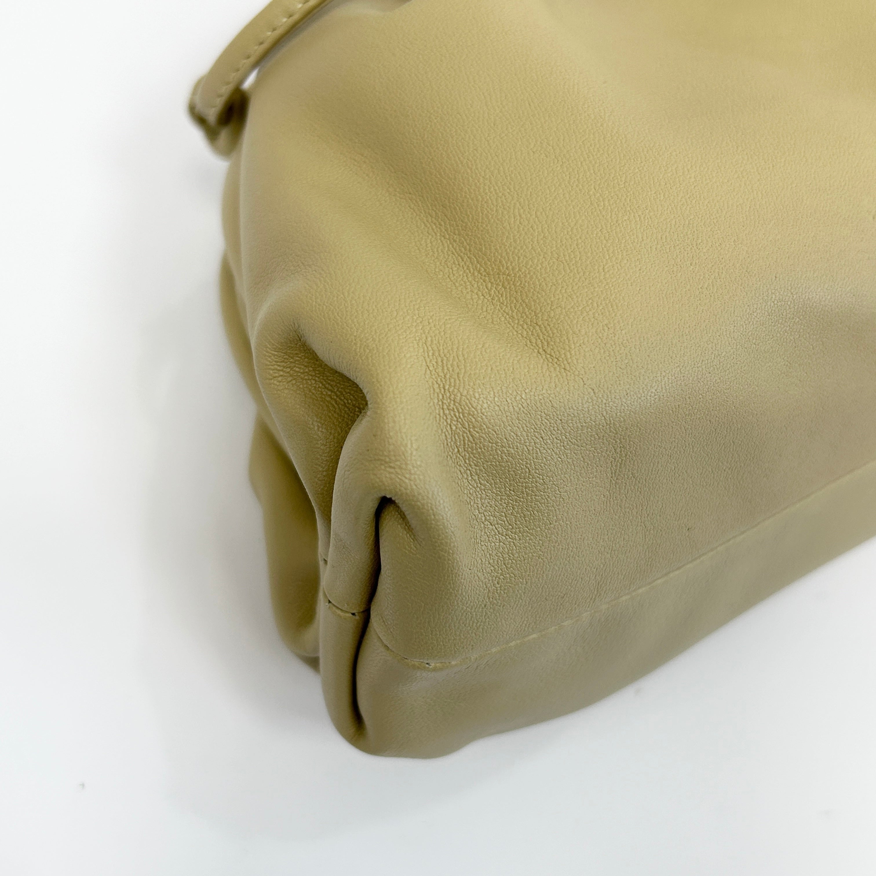 Beige Leather Mini Pouch Clutch Bag