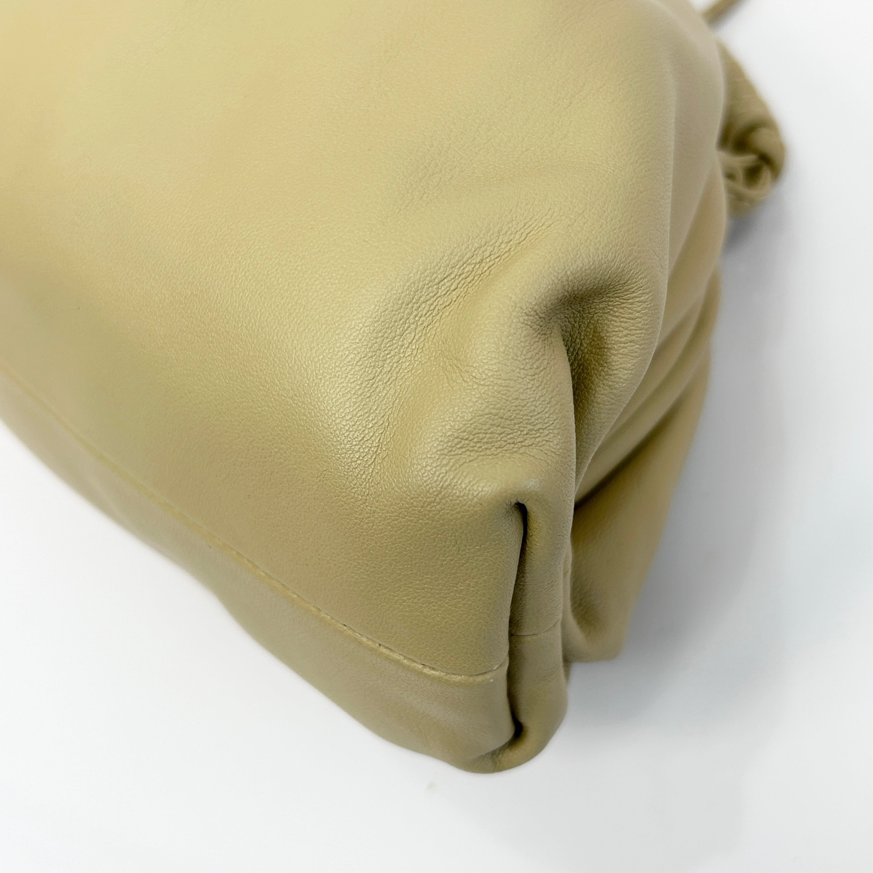 Beige Leather Mini Pouch Clutch Bag