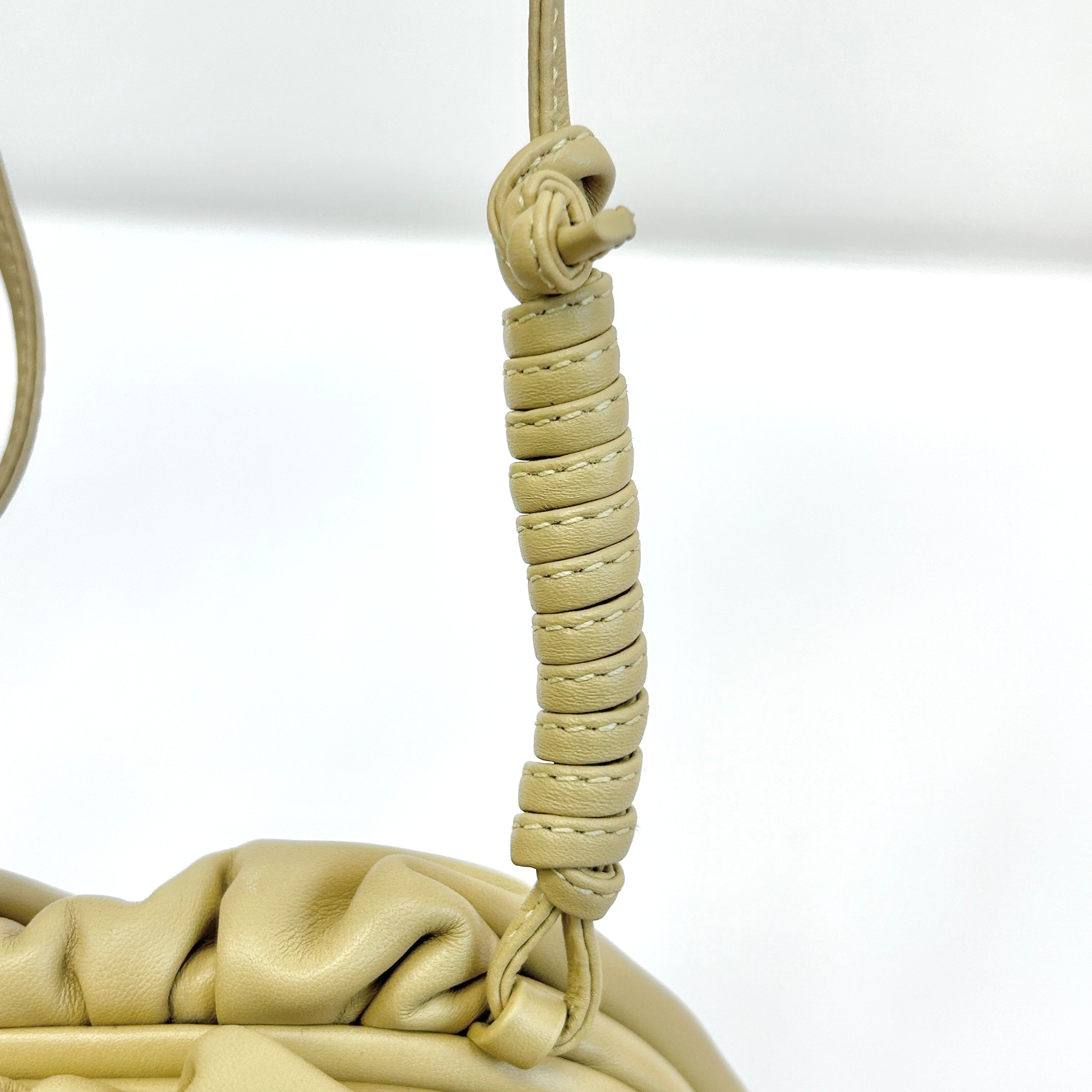 Beige Leather Mini Pouch Clutch Bag