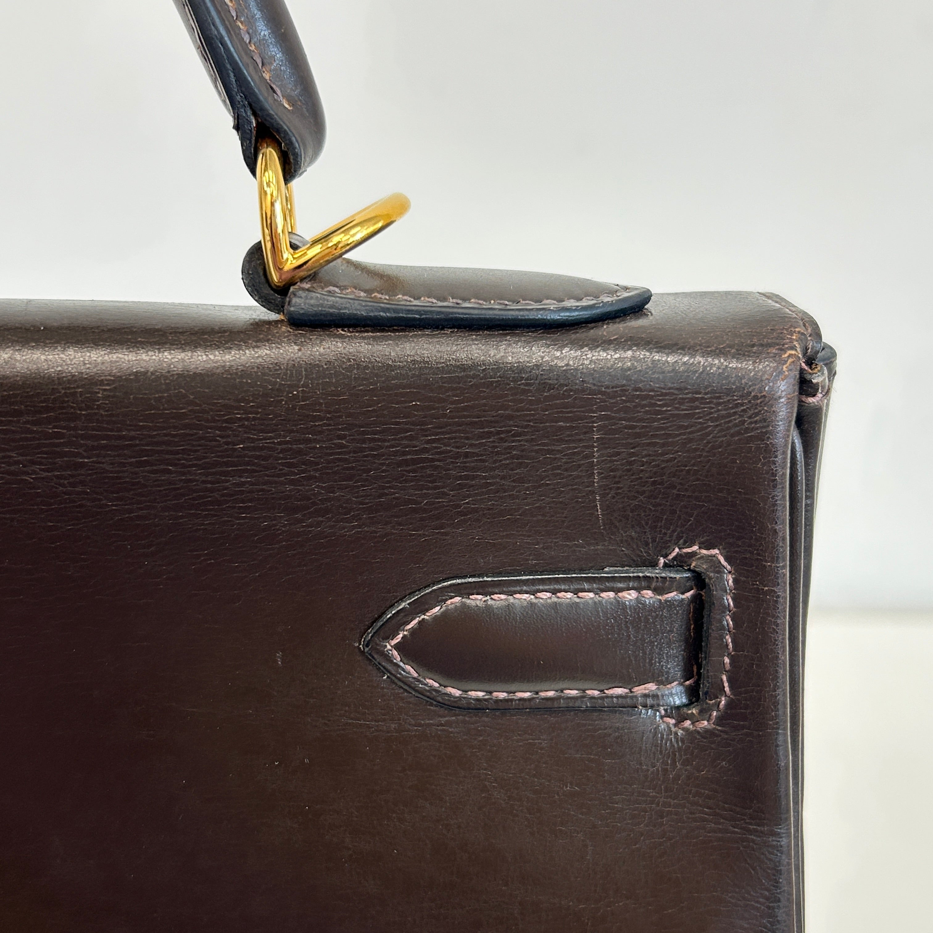 Vintage Kelly 32 Box Calf Leather Retourné w/LGHW