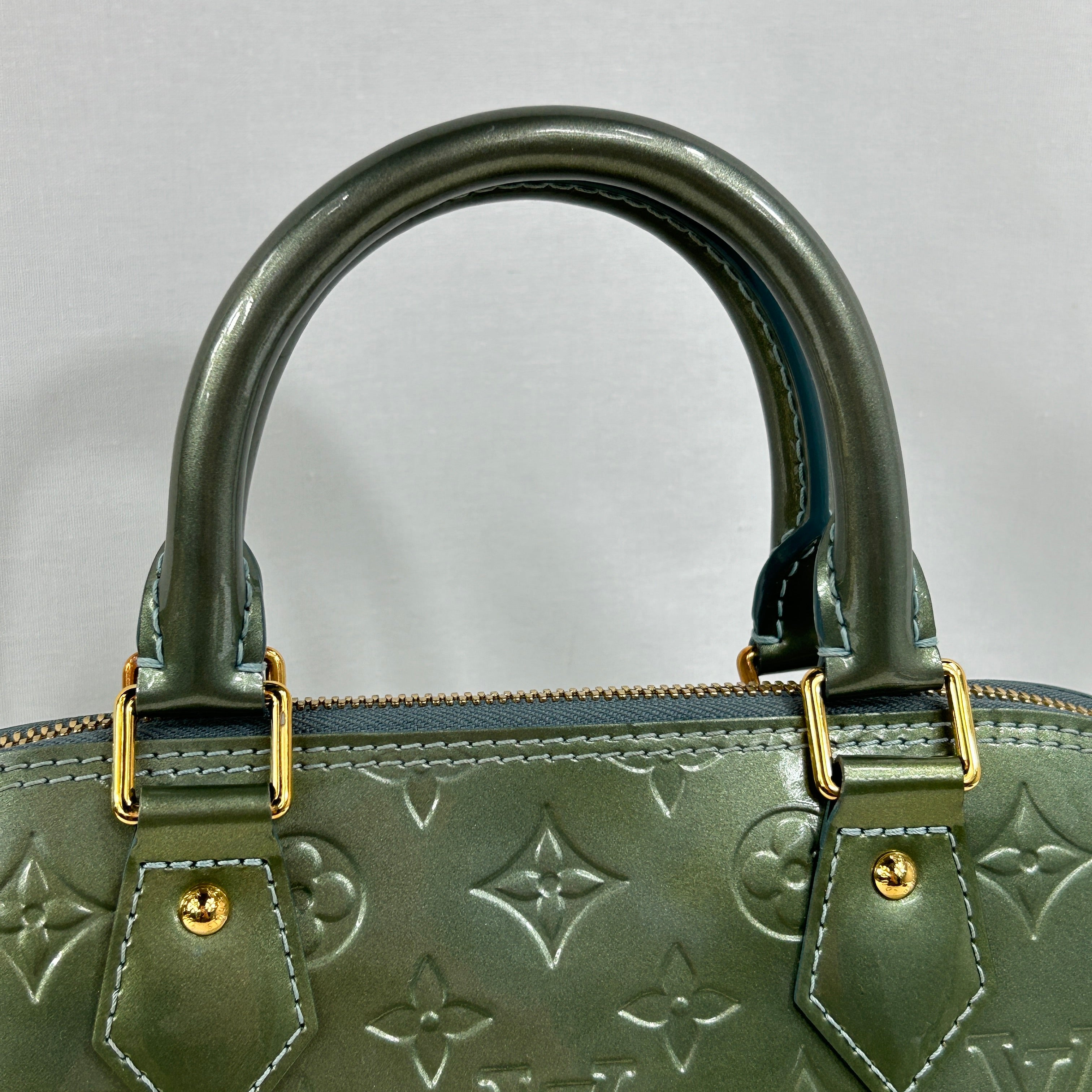 Givre Monogram Vernis Leather Alma MM Bag w/GHW