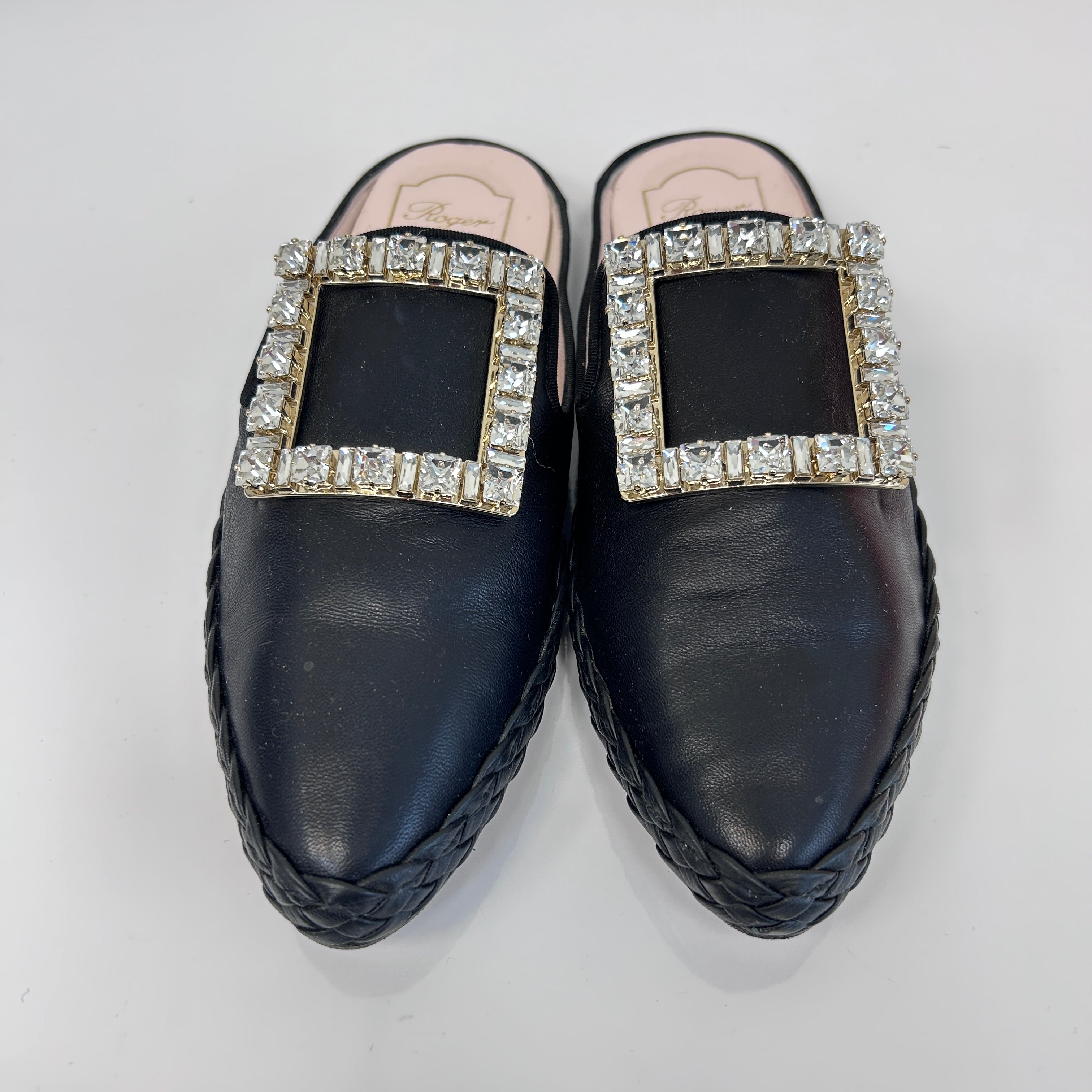 Black Rv Lounge Strass Buckle Mules