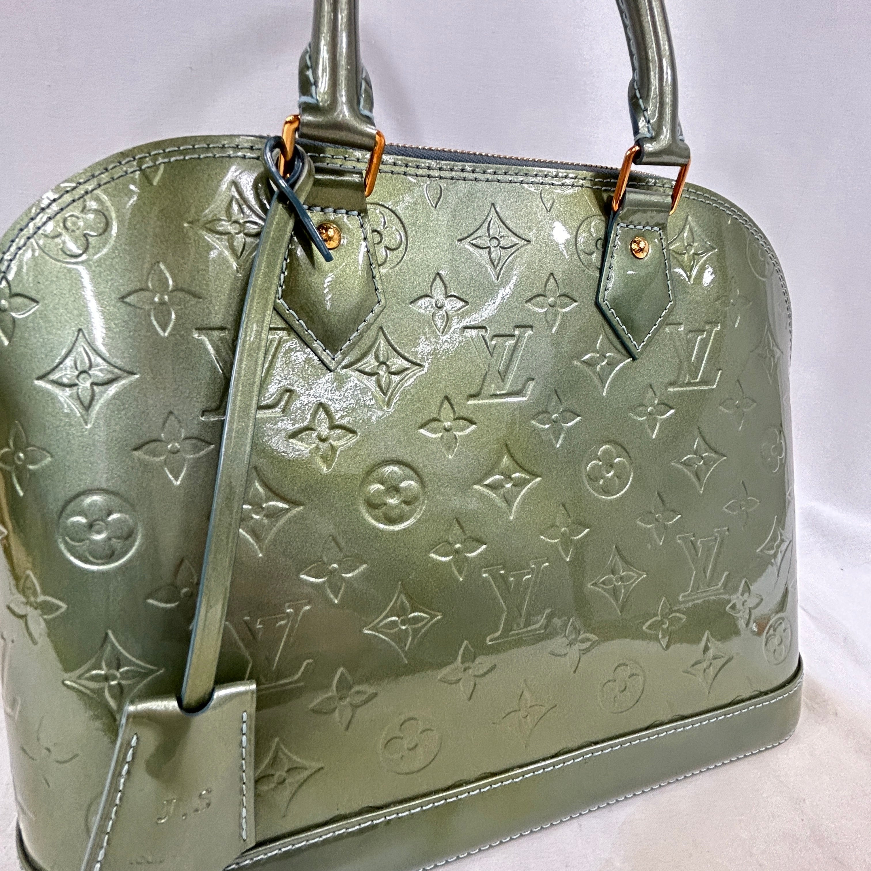 Givre Monogram Vernis Leather Alma MM Bag w/GHW