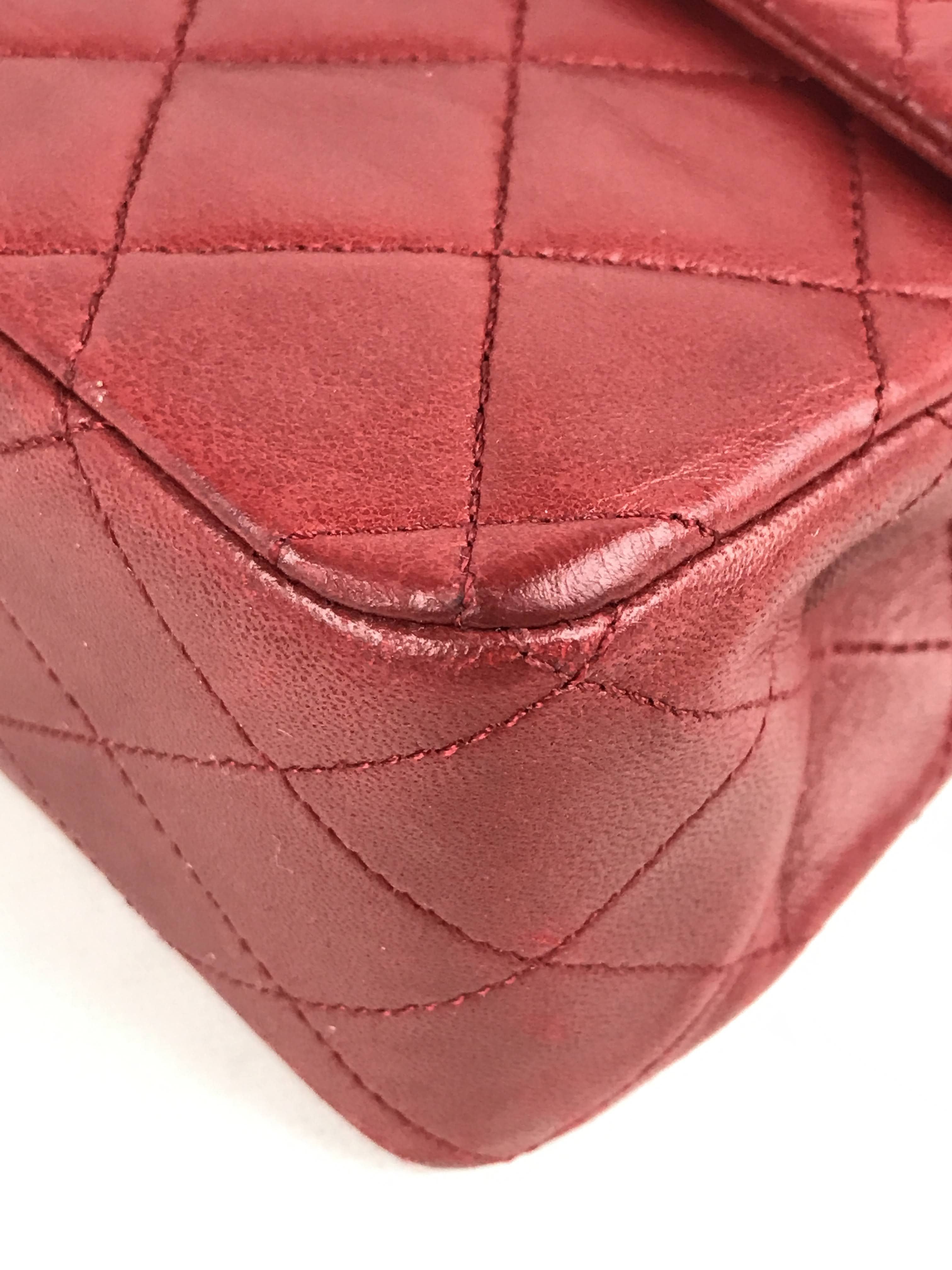 Vintage Red Medium Double Flap Bag W/24K GHW