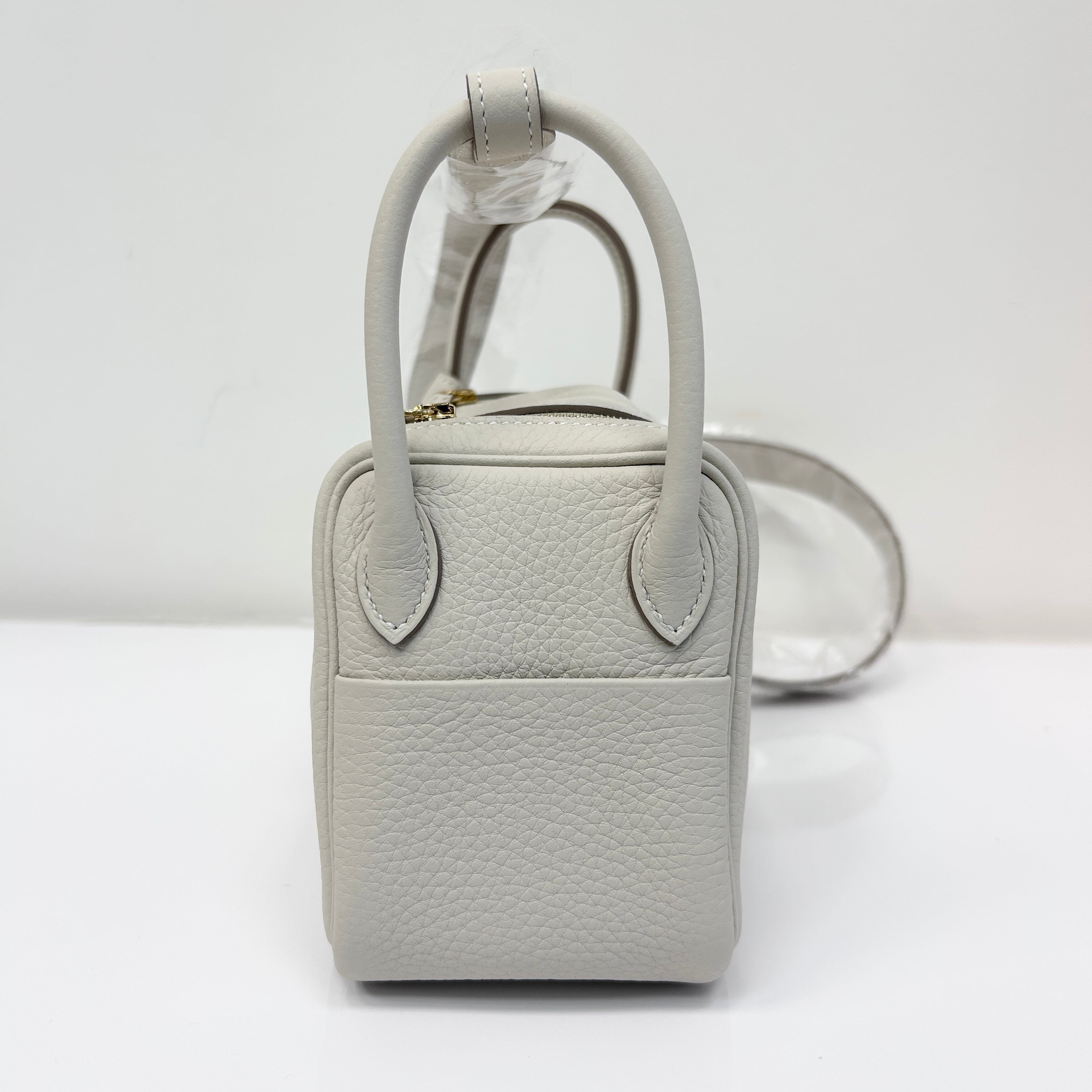Craie Taurillon Clemence Leather Mini Lindy 20 Bag w/GHW