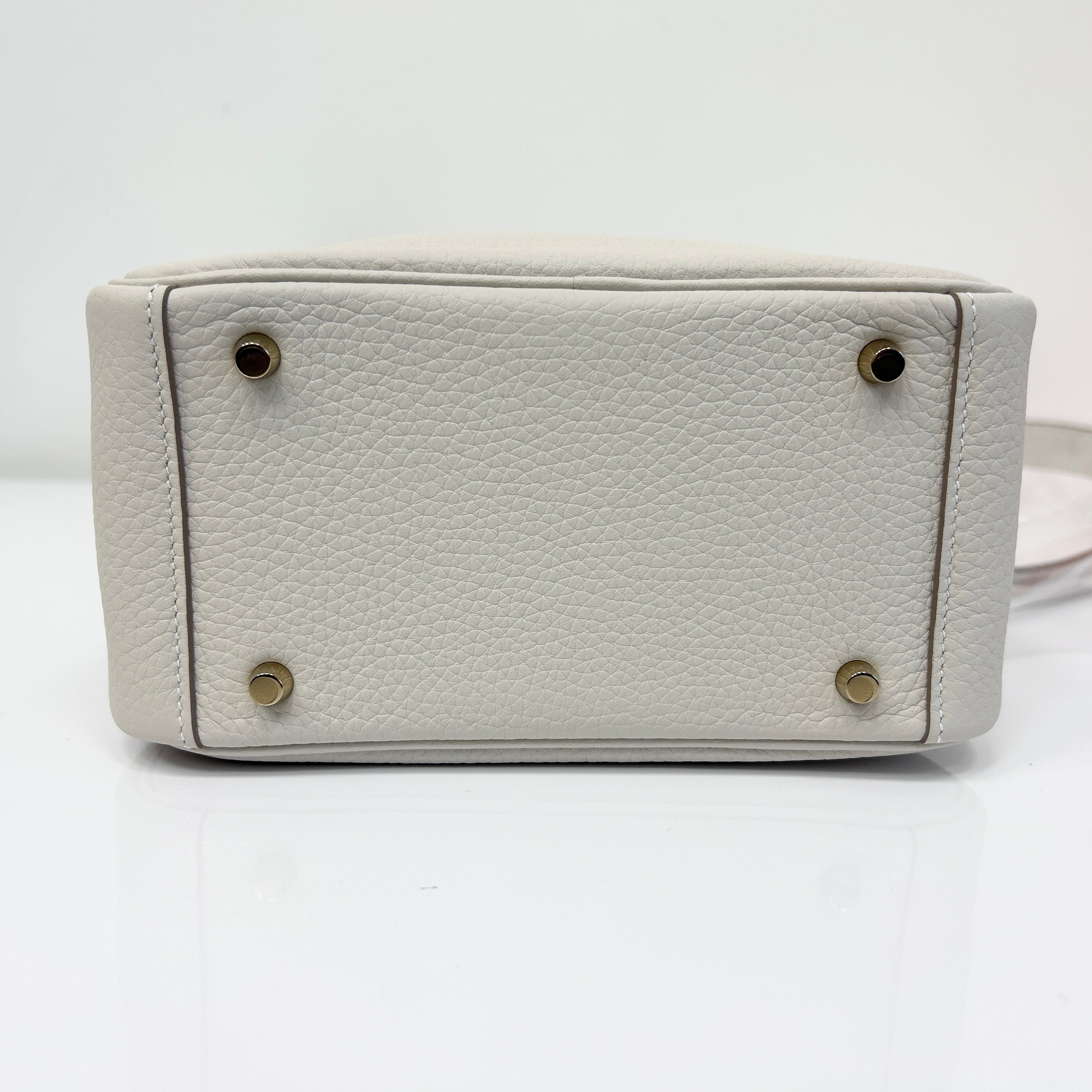 Craie Taurillon Clemence Leather Mini Lindy 20 Bag w/GHW