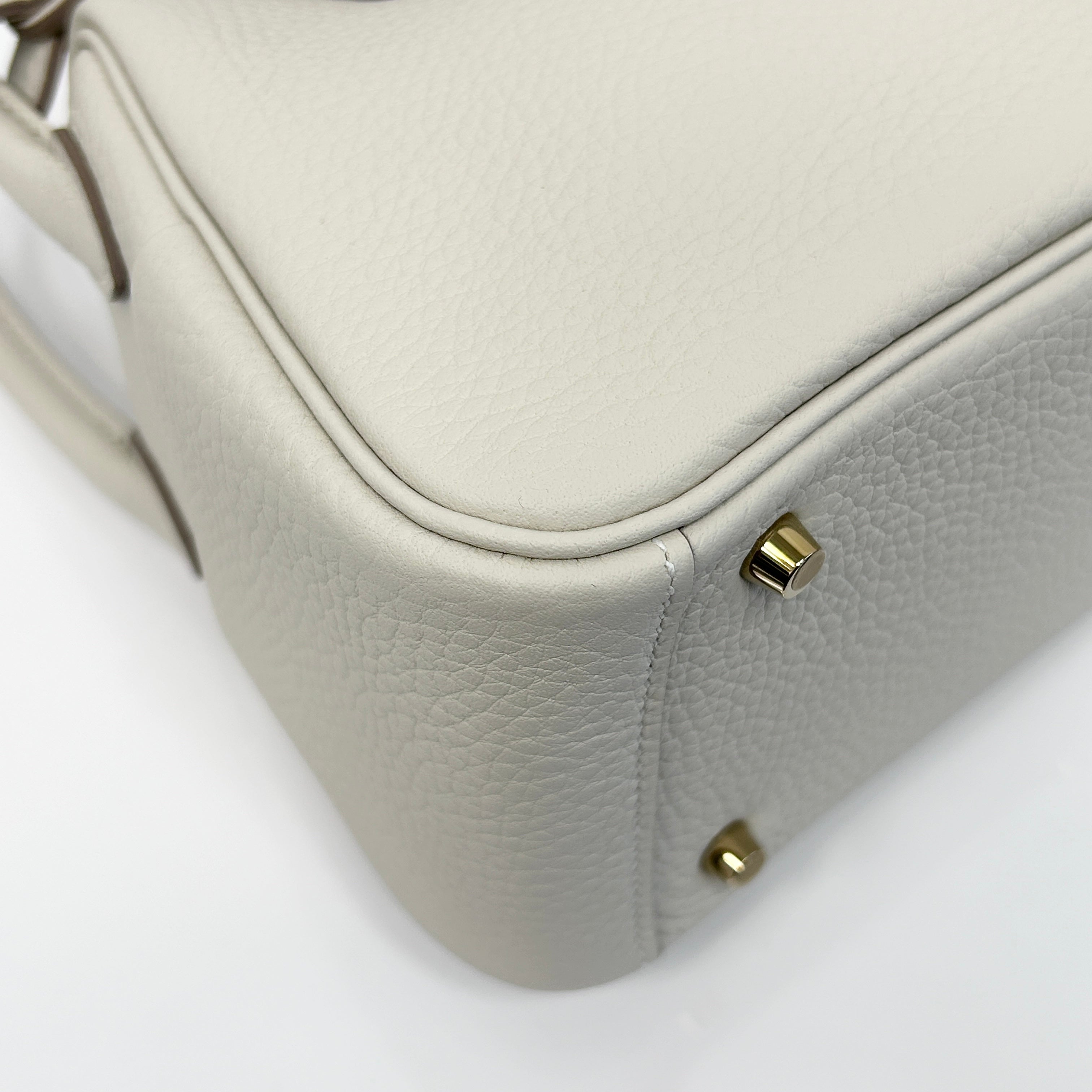 Craie Taurillon Clemence Leather Mini Lindy 20 Bag w/GHW