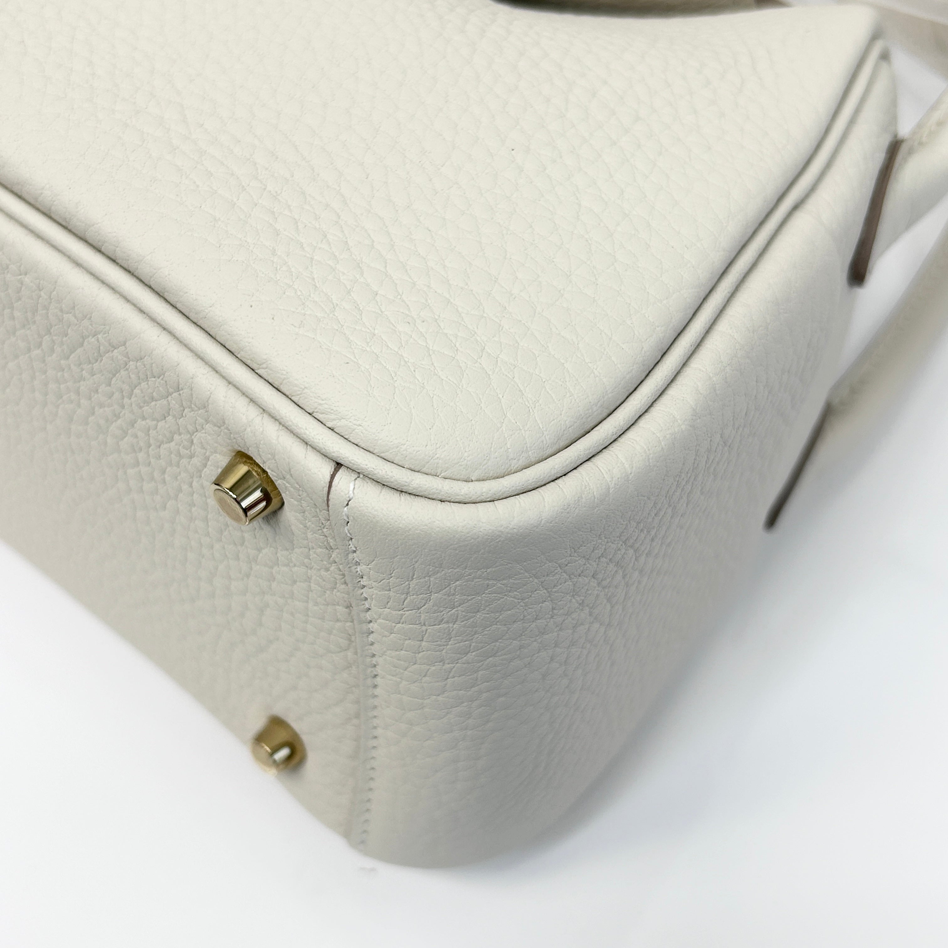 Craie Taurillon Clemence Leather Mini Lindy 20 Bag w/GHW