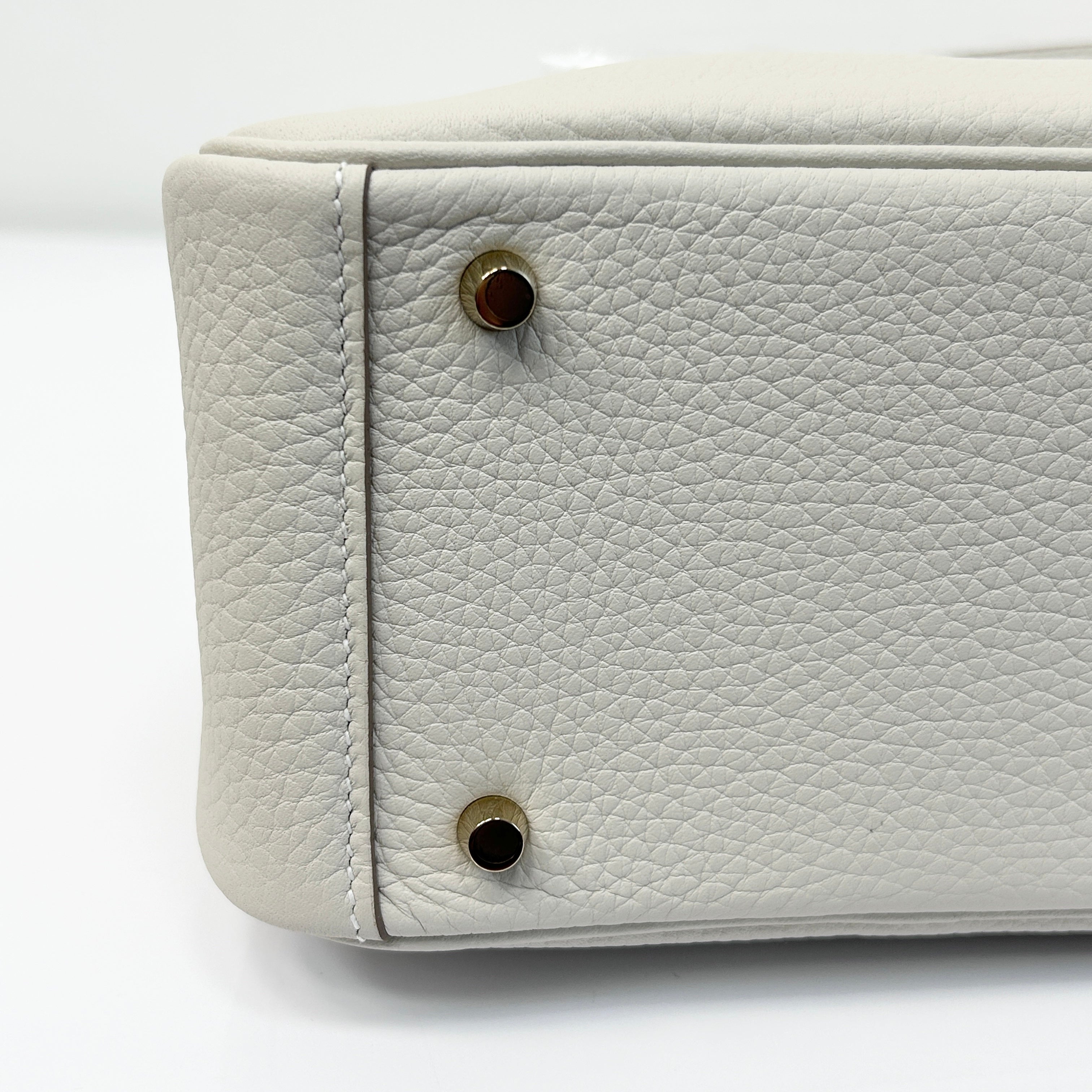 Craie Taurillon Clemence Leather Mini Lindy 20 Bag w/GHW