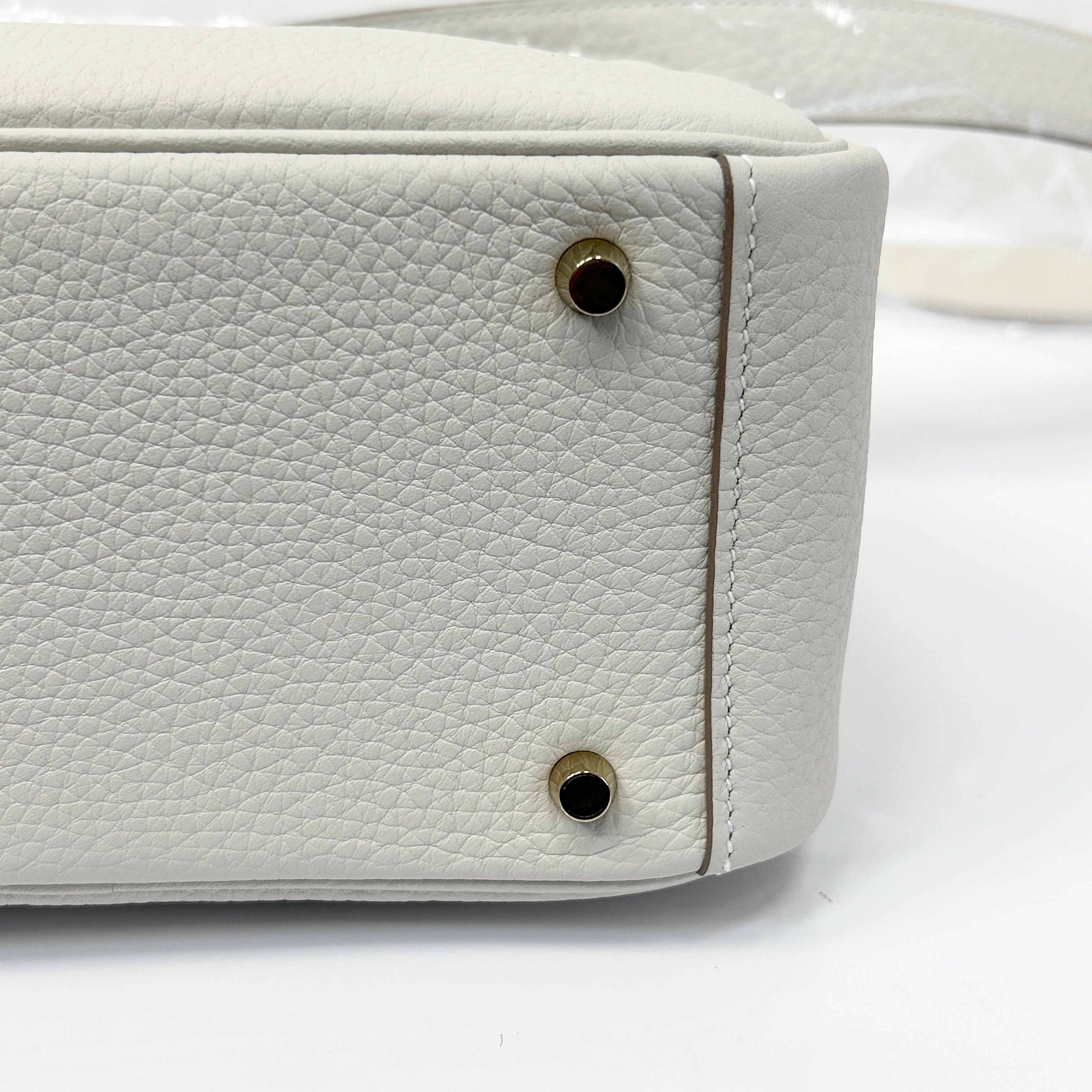 Craie Taurillon Clemence Leather Mini Lindy 20 Bag w/GHW
