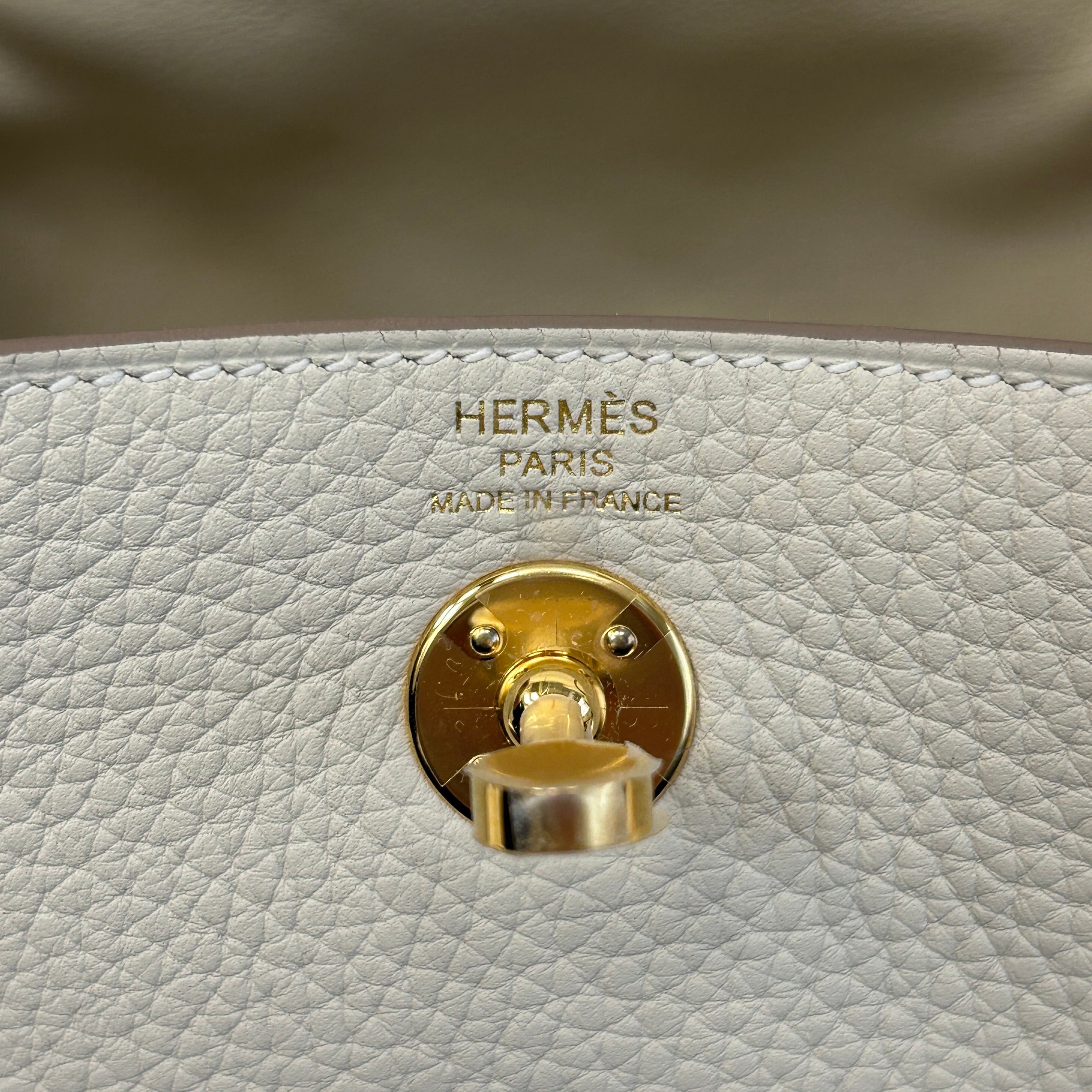 Craie Taurillon Clemence Leather Mini Lindy 20 Bag w/GHW