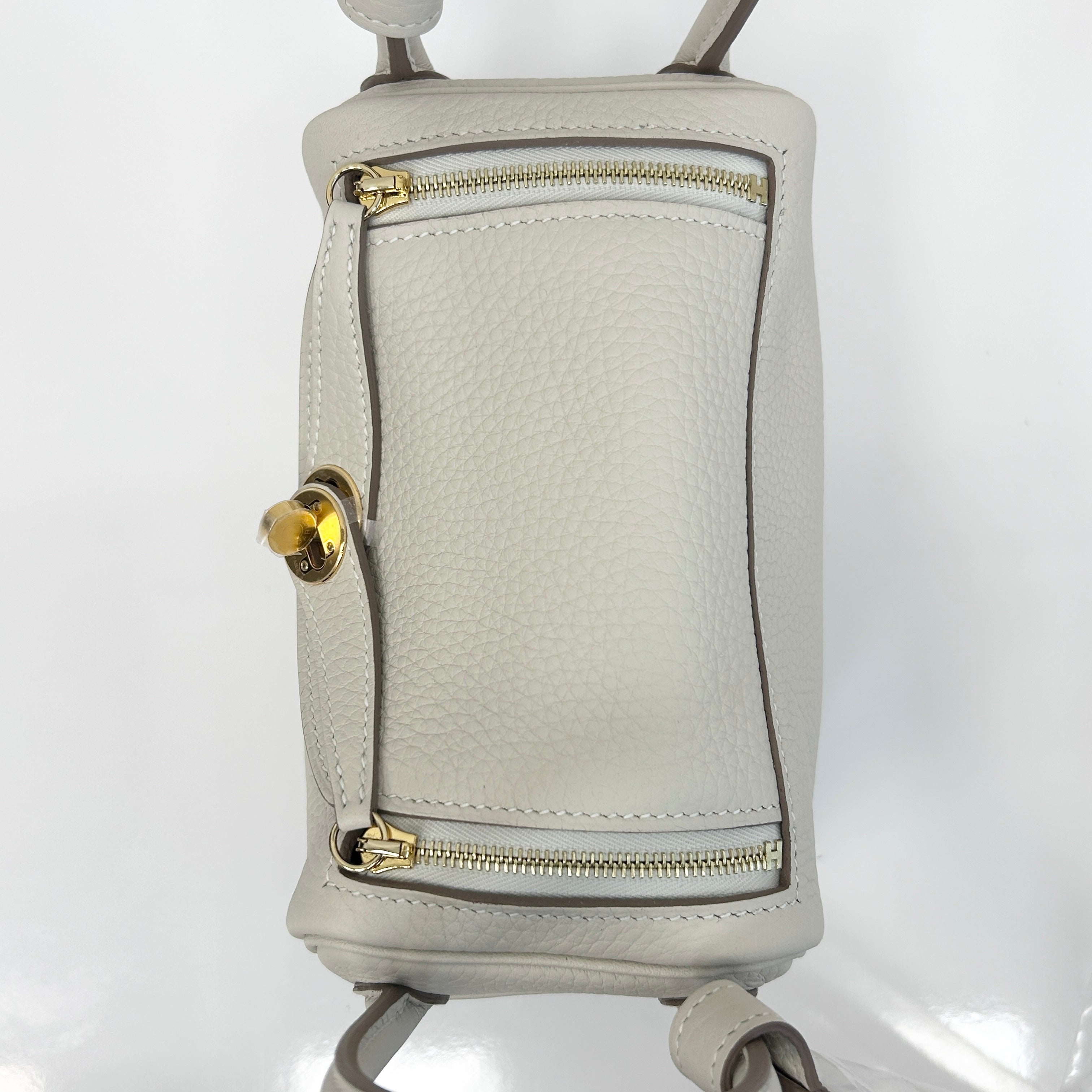 Craie Taurillon Clemence Leather Mini Lindy 20 Bag w/GHW