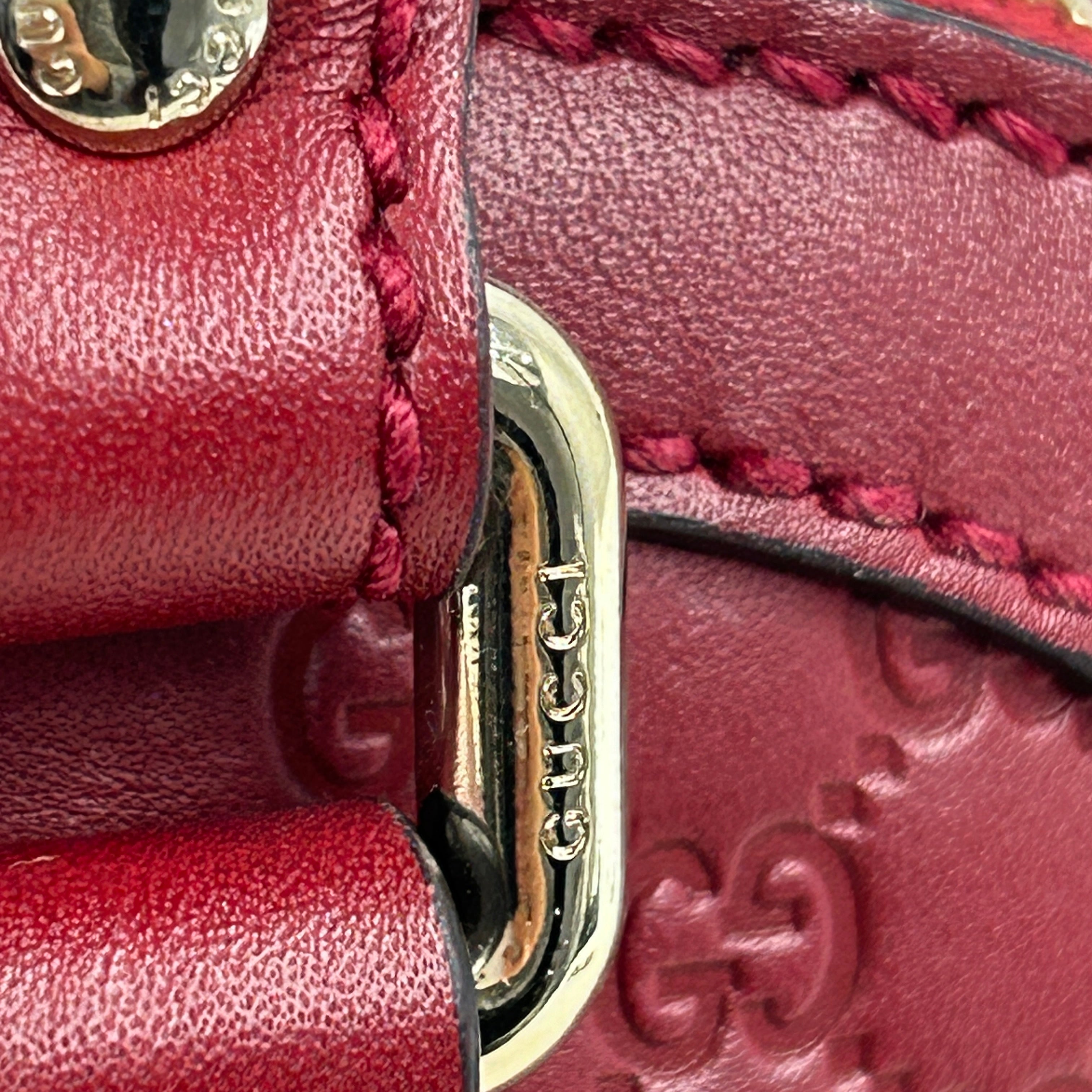 Micro Mini Red Monogram GG Guccissima Leather Dome Top Handle Bag w/ GHW