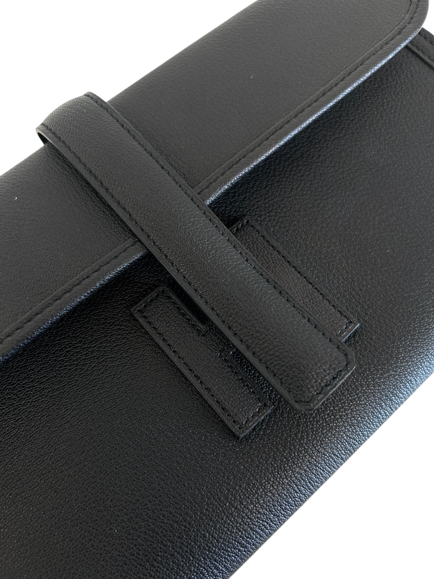 Black Clemence Leather Jige 29 Clutch Bag
