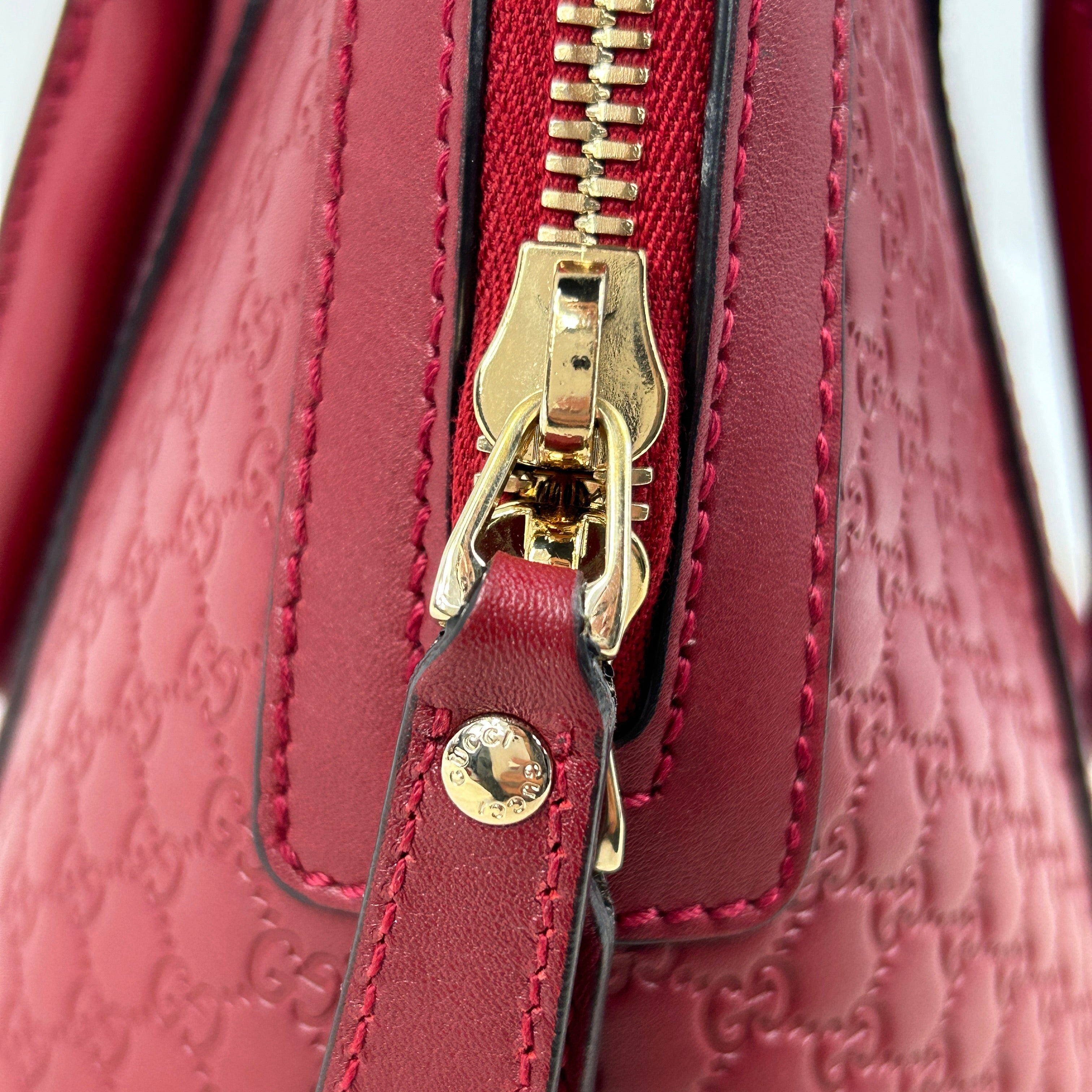 Micro Mini Red Monogram GG Guccissima Leather Dome Top Handle Bag w/ GHW