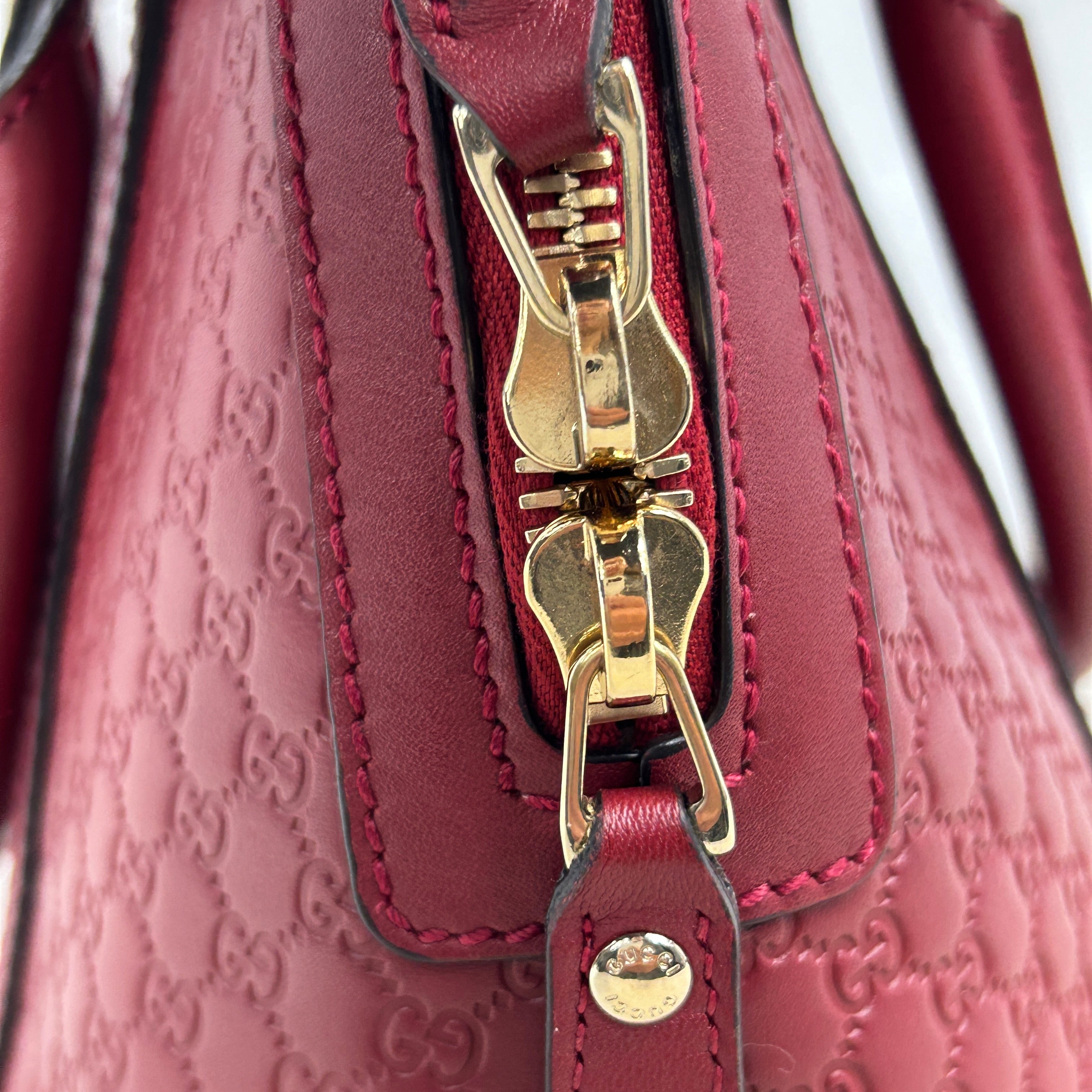 Micro Mini Red Monogram GG Guccissima Leather Dome Top Handle Bag w/ GHW