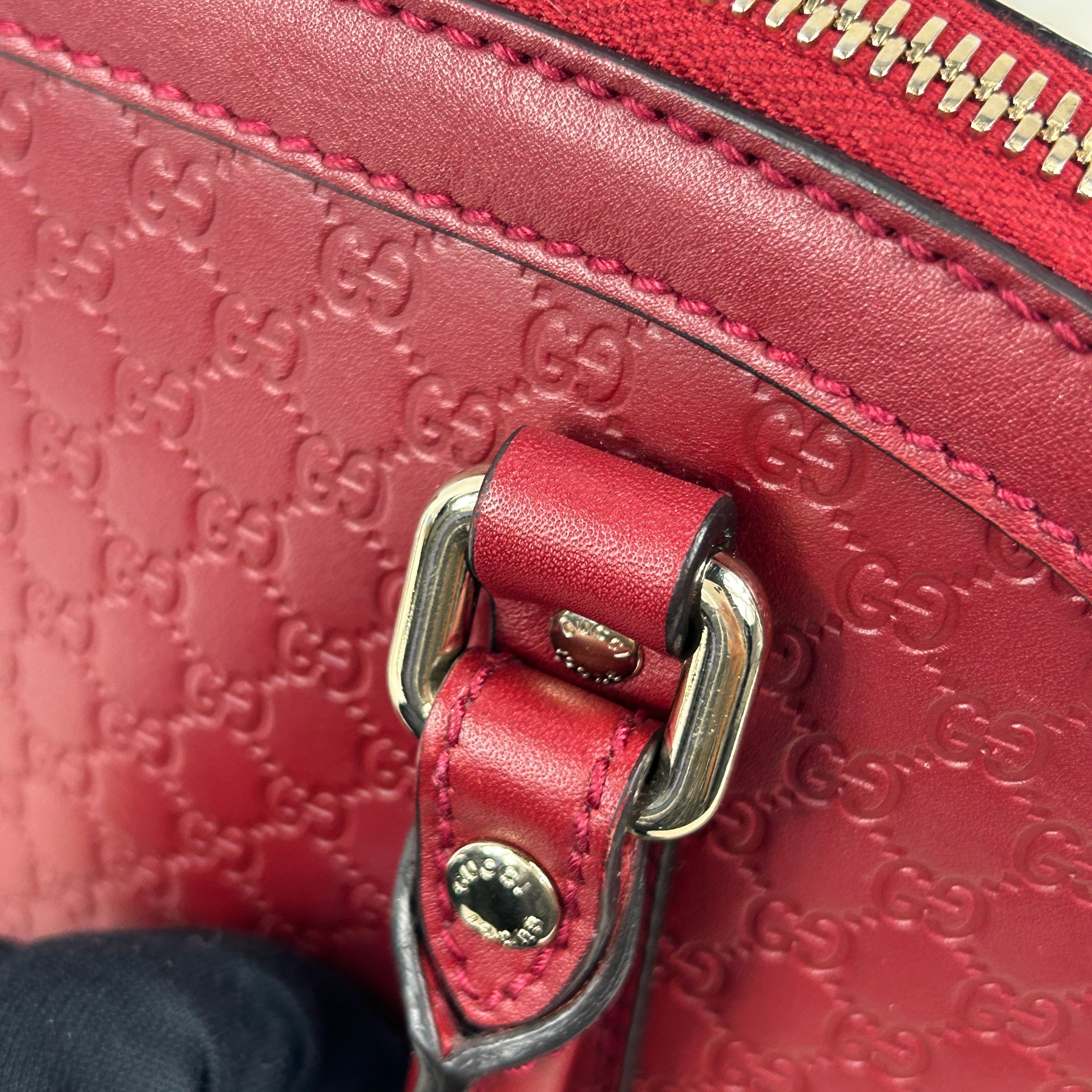 Micro Mini Red Monogram GG Guccissima Leather Dome Top Handle Bag w/ GHW