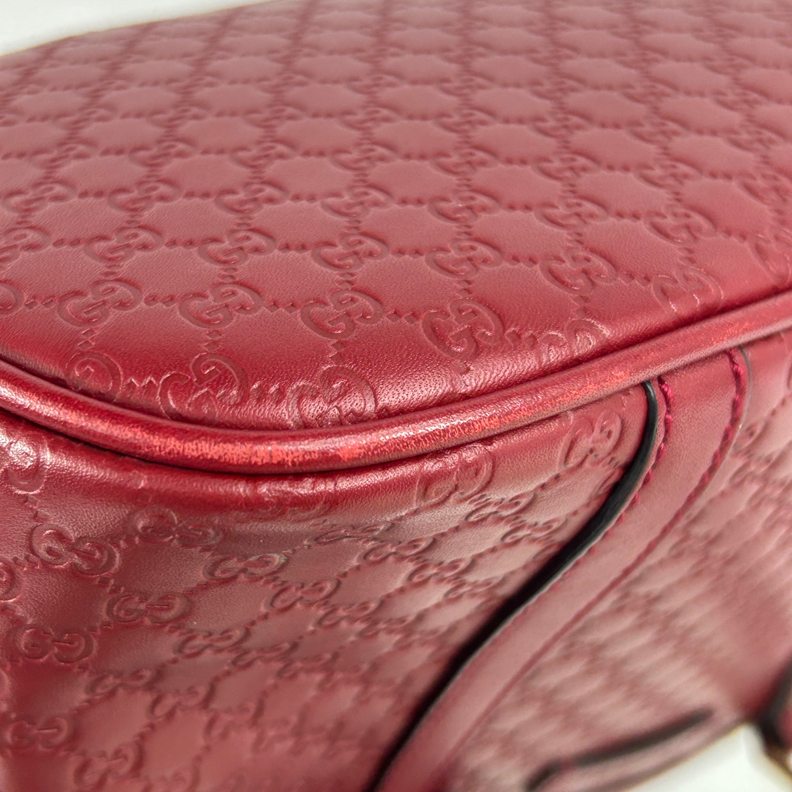 Micro Mini Red Monogram GG Guccissima Leather Dome Top Handle Bag w/ GHW