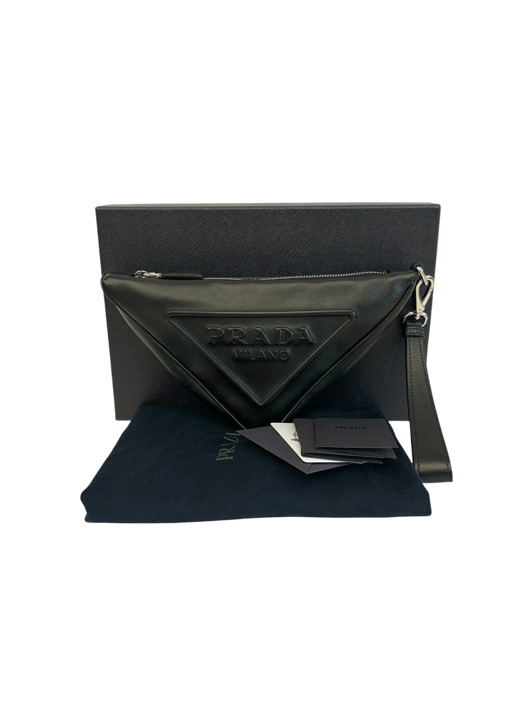 Black Grace Lux Leather Triangle Pouch Bag