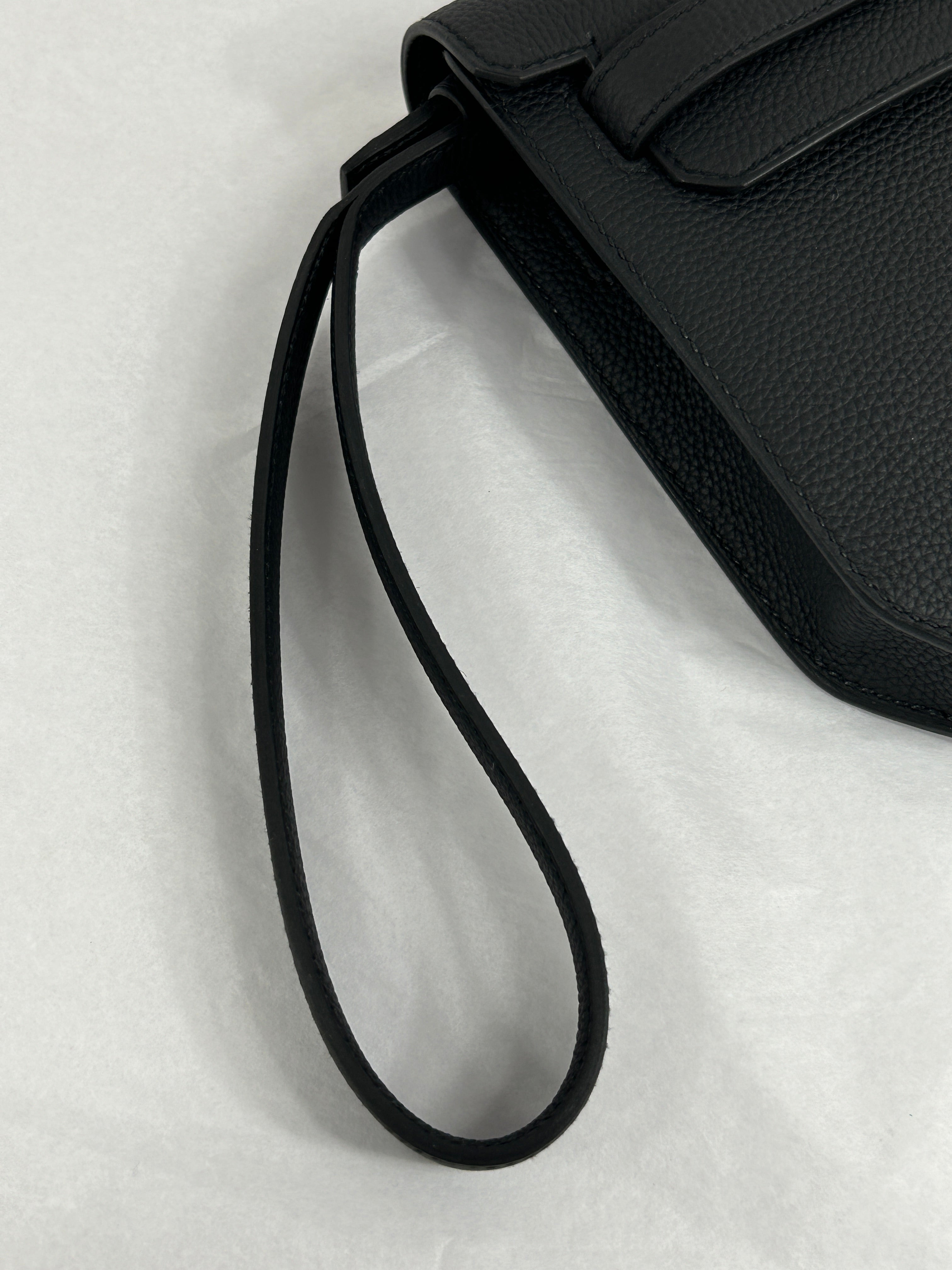 Black Togo Calfskin Leather Kelly Depeches 25 Clutch Bag w/PHW