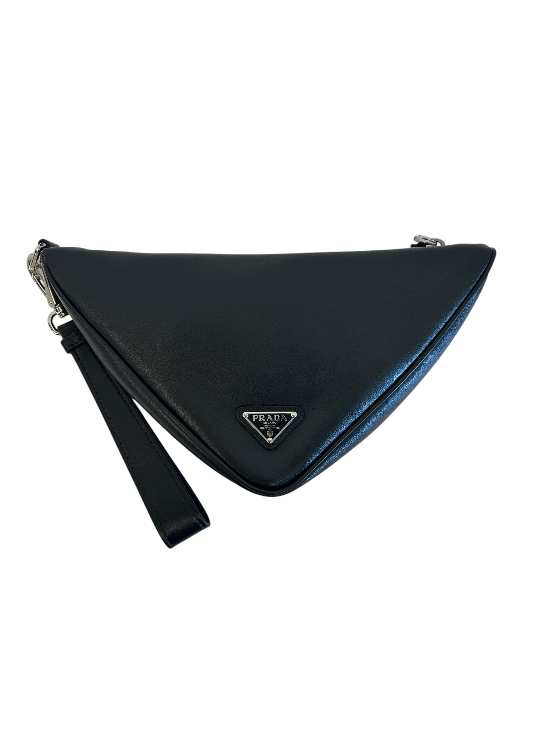 Black Grace Lux Leather Triangle Pouch Bag