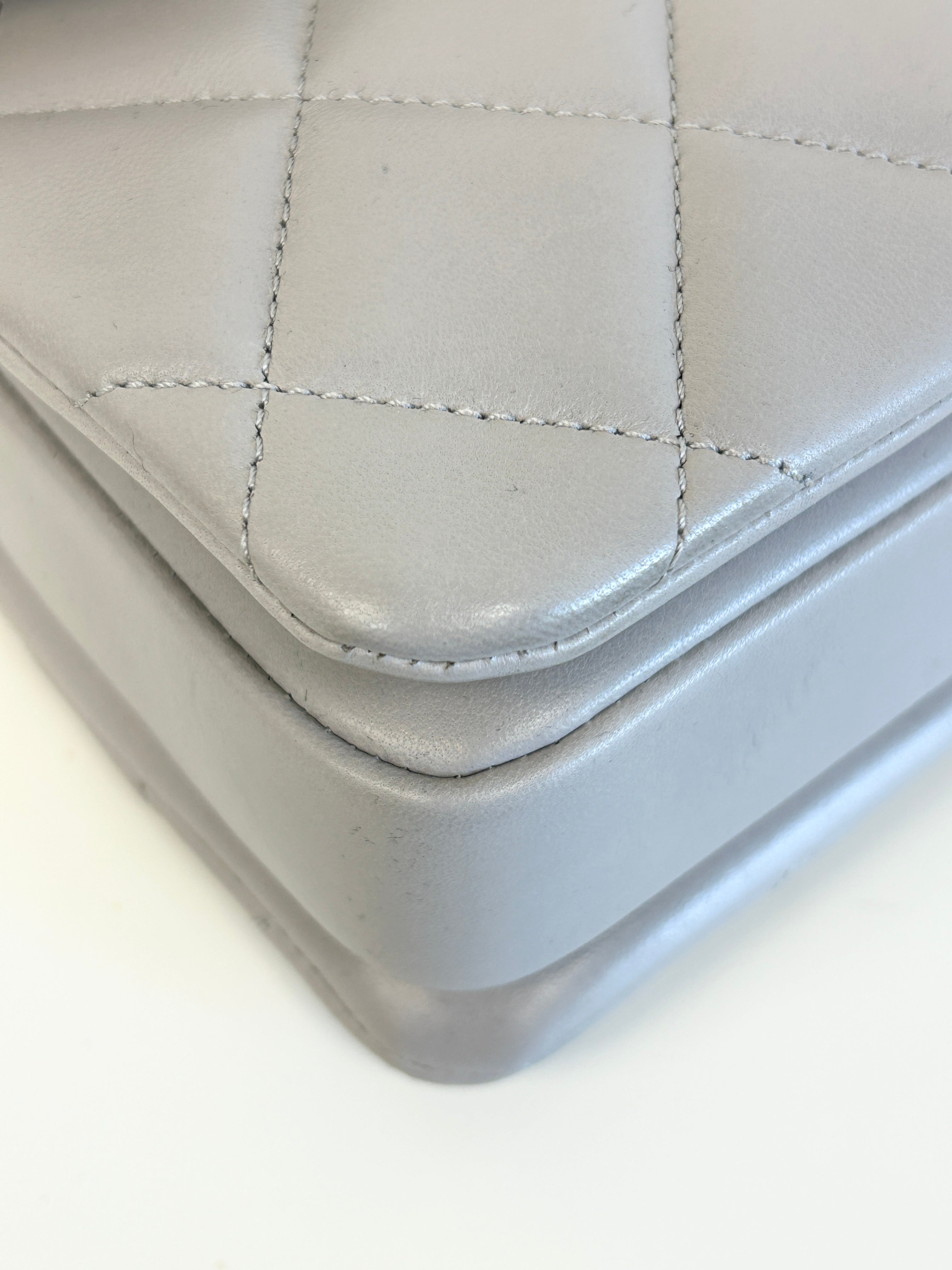 Gray Quilted Lambskin Leather Trendy CC Medium Bag