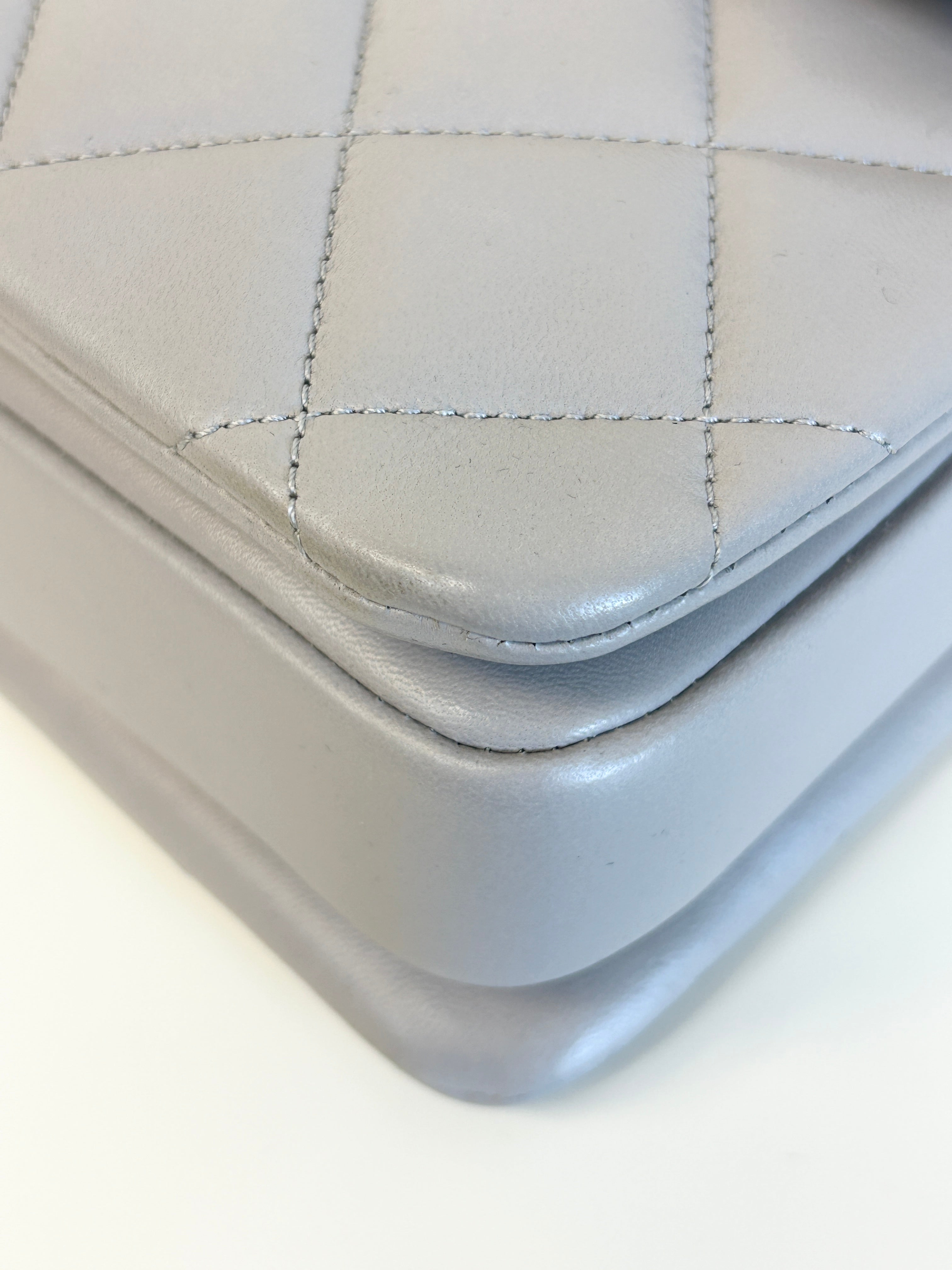Gray Quilted Lambskin Leather Trendy CC Medium Bag