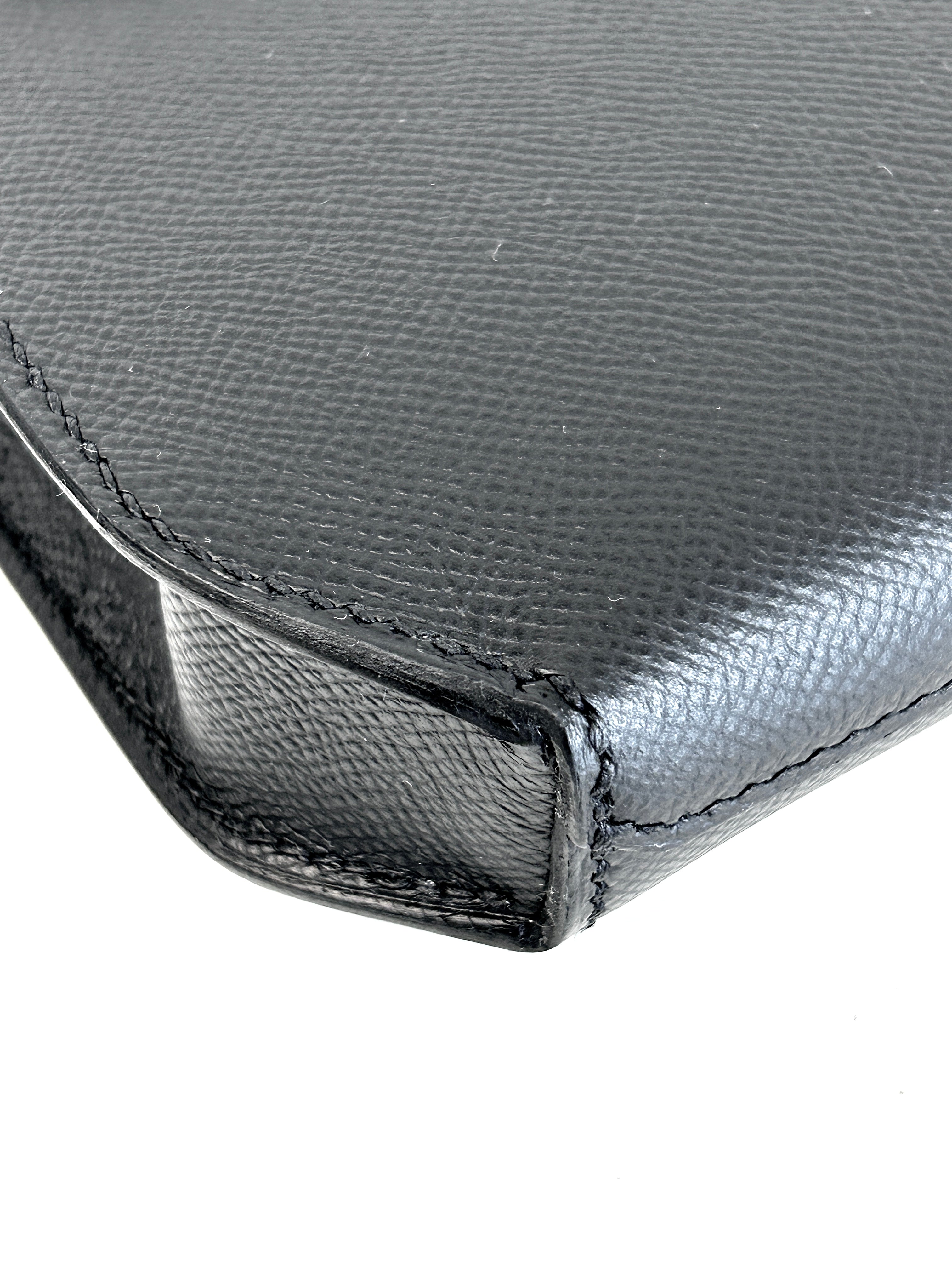 Black Epsom Leather Kelly Depeches 25 Clutch Bag w/PHW