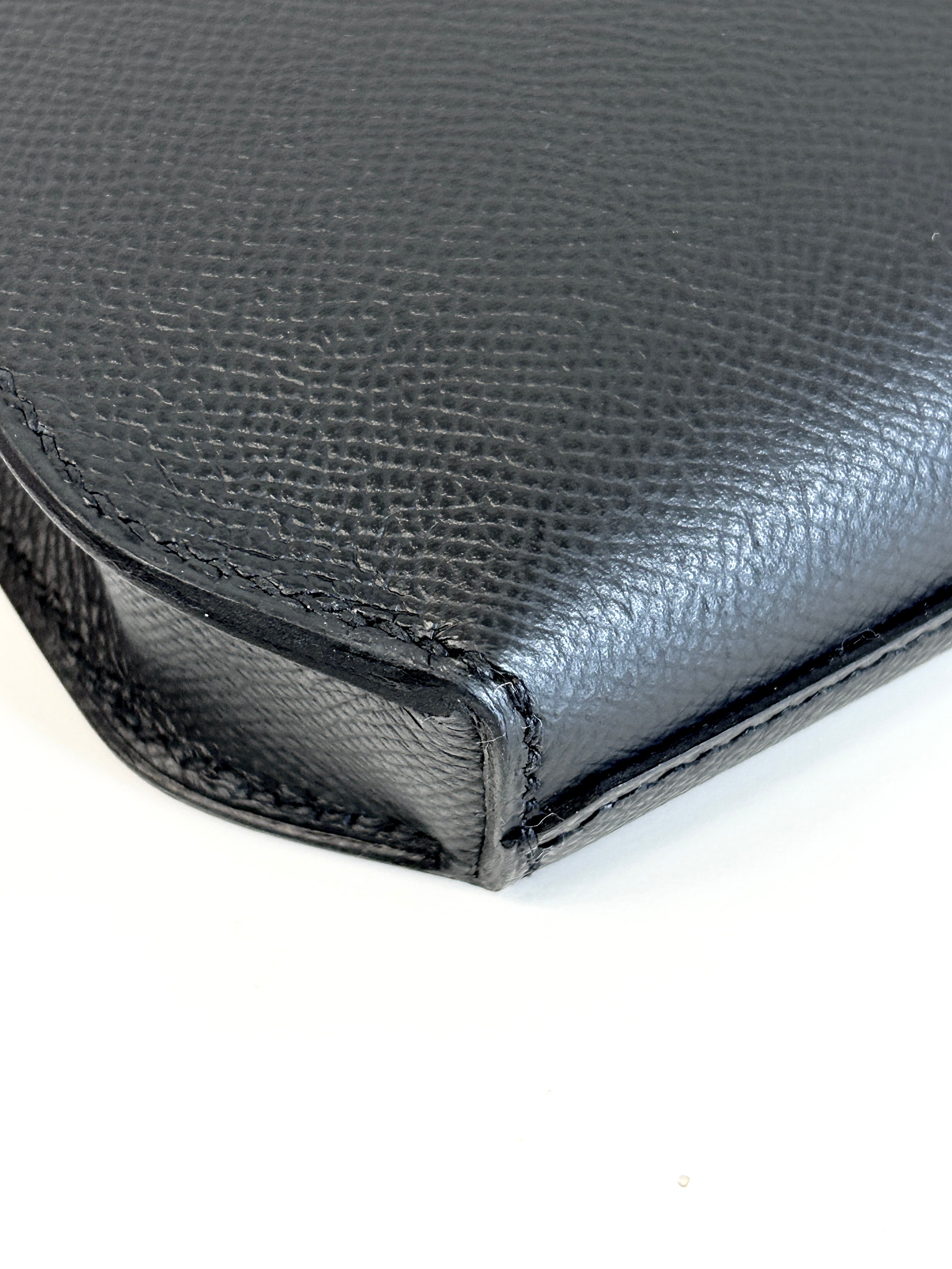 Black Epsom Leather Kelly Depeches 25 Clutch Bag w/PHW