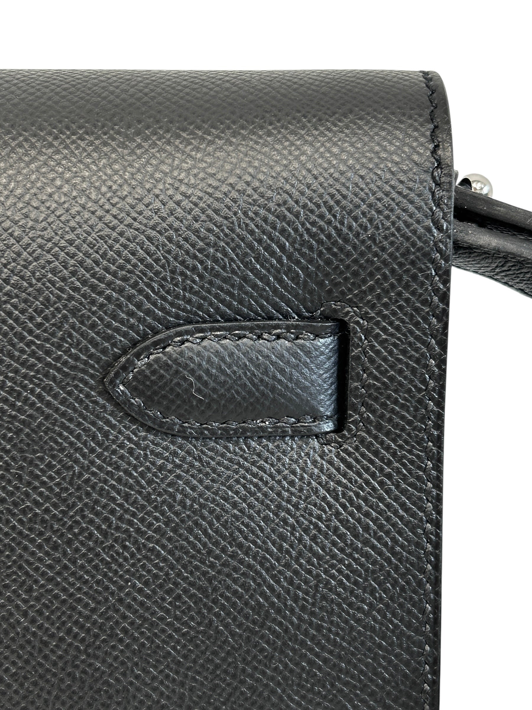 Black Epsom Leather Kelly Depeches 25 Clutch Bag w/PHW