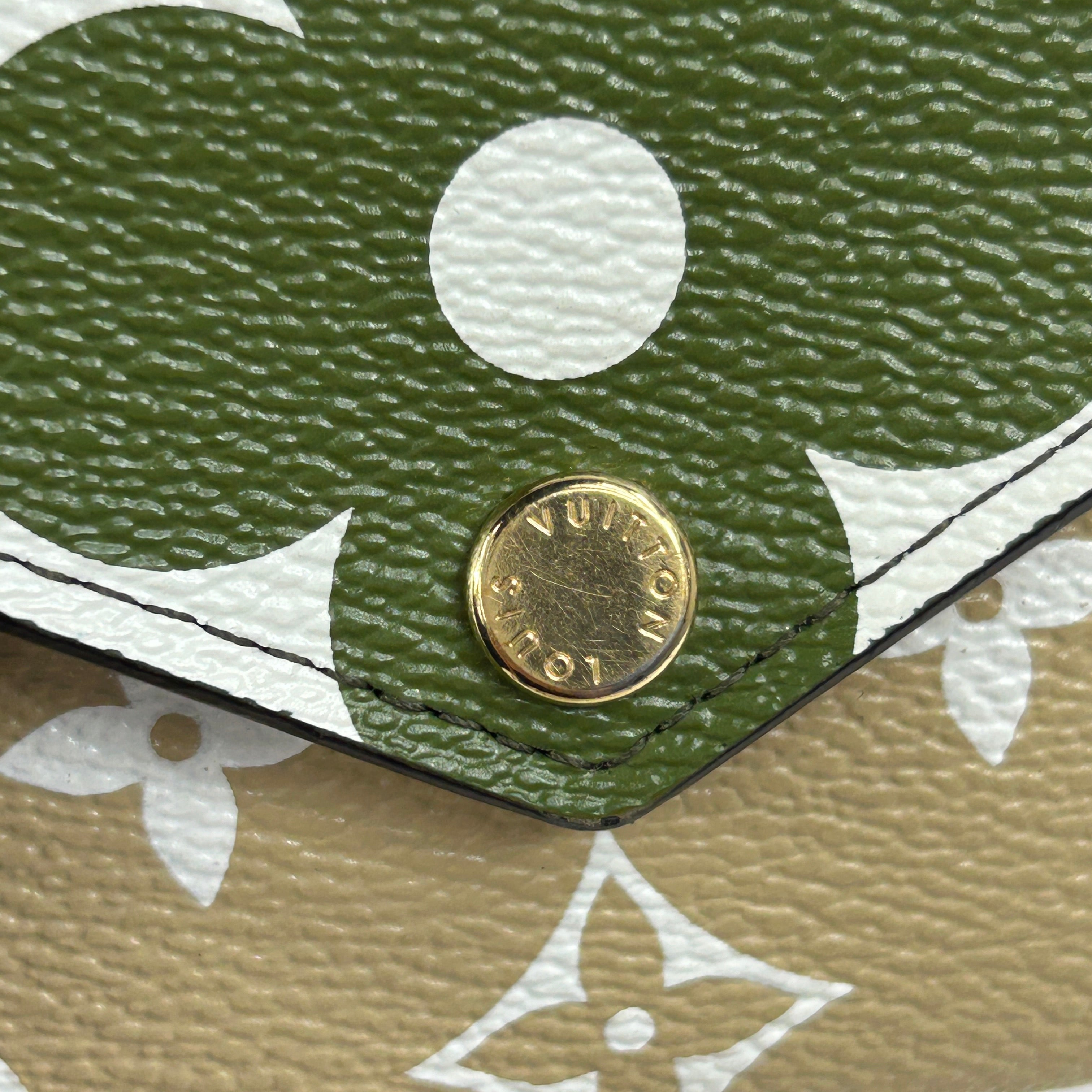 Monogram Giant Zoe Khaki/ Green Compact Wallet w/GHW