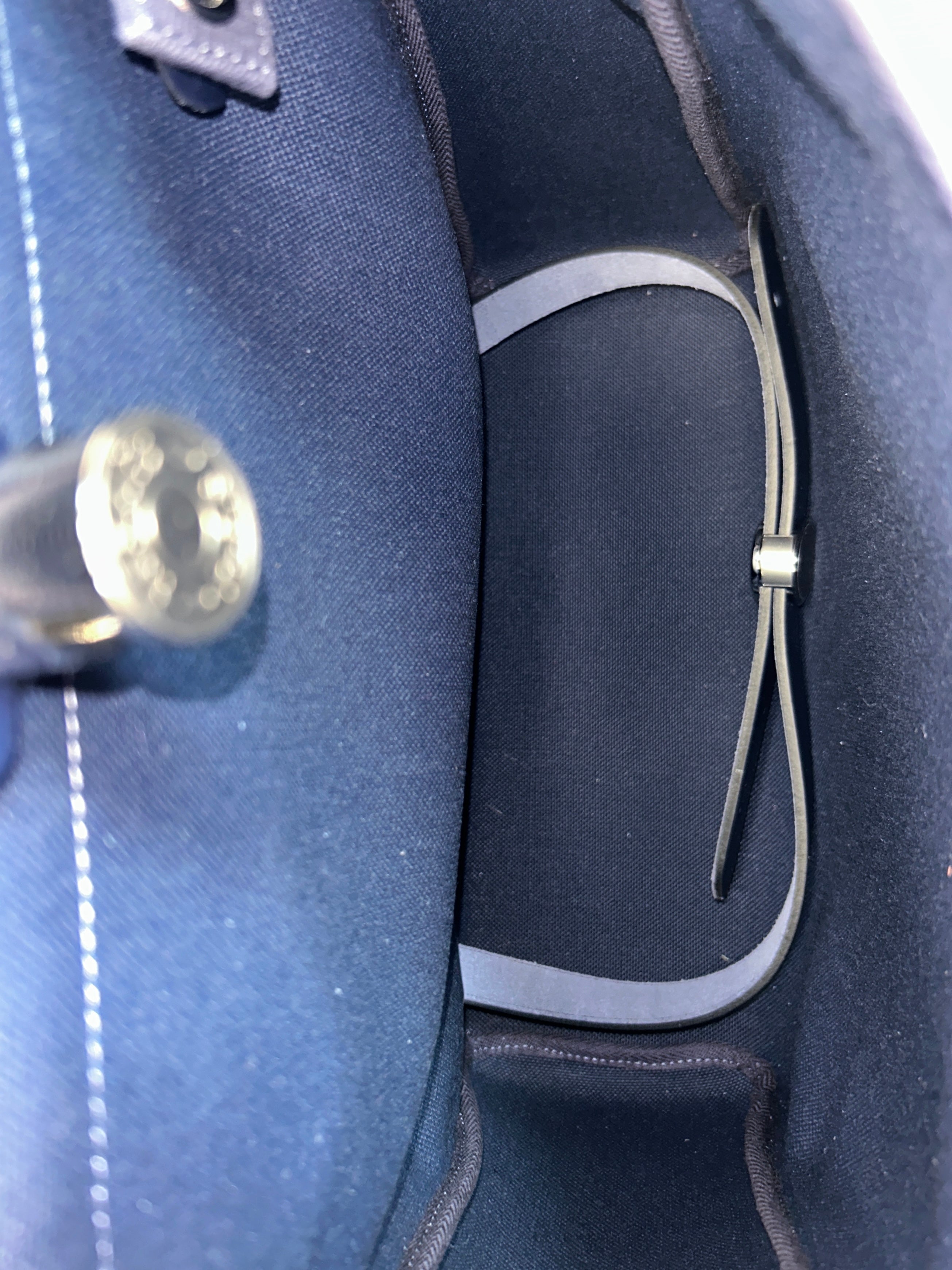 Navy Bleu Canvas/Vache Calfskin Leather Herbag PM 2-In-1 Backpack w/PHW