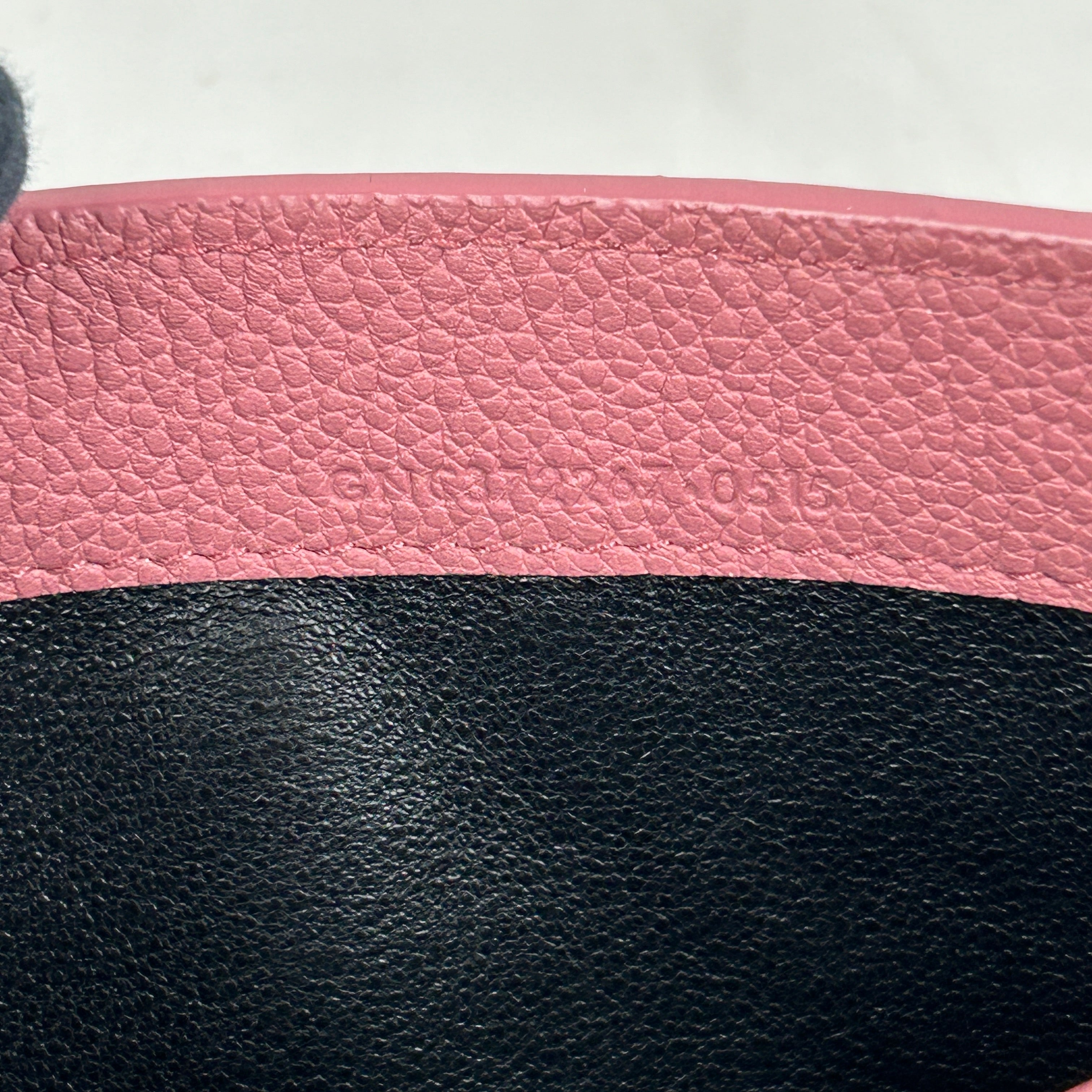 Pink Grained Calfskin Leather Long Wallet w/SHW