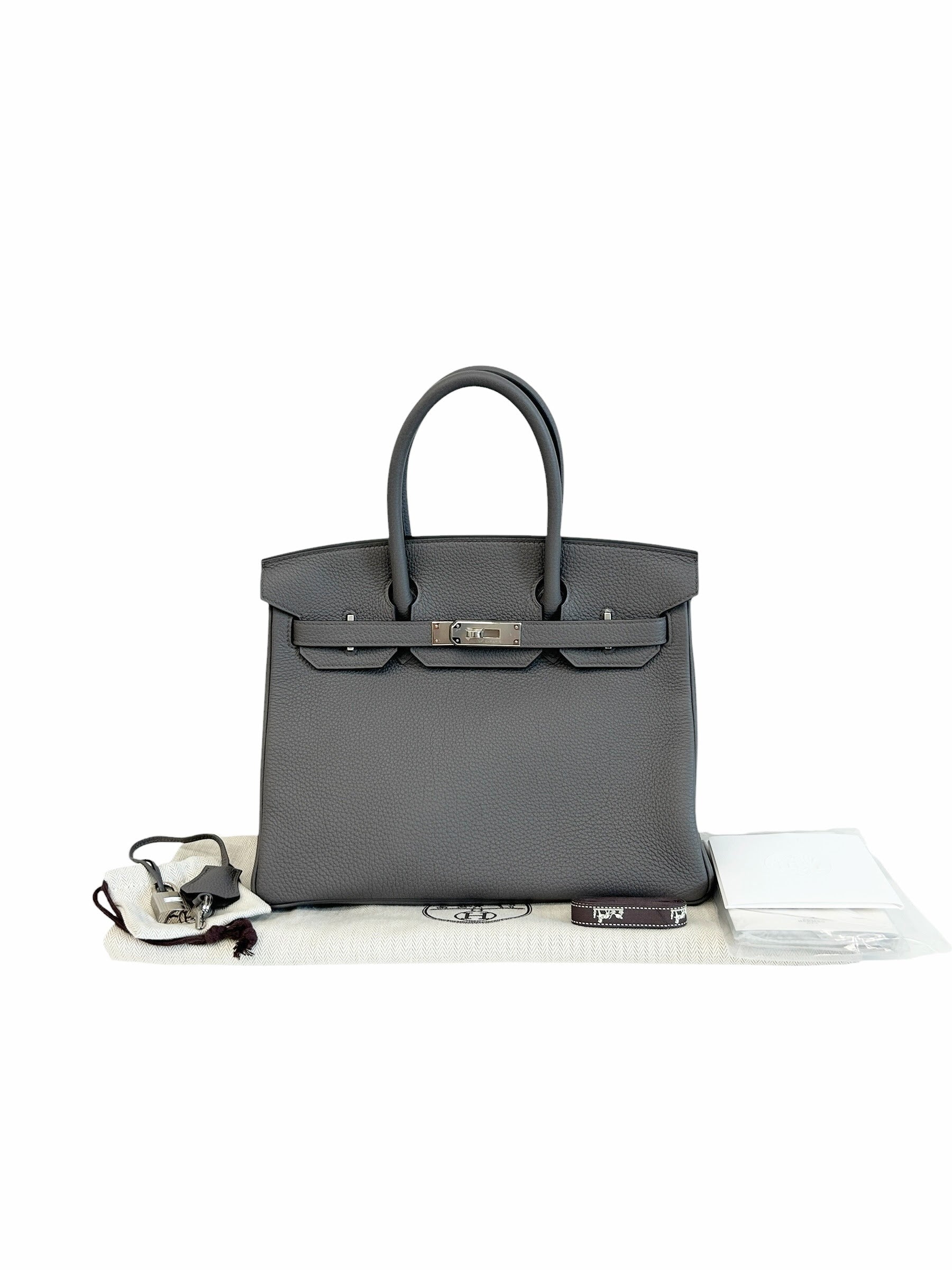 Hermes Etain Togo Leather Birkin 30 Bag w/PHW