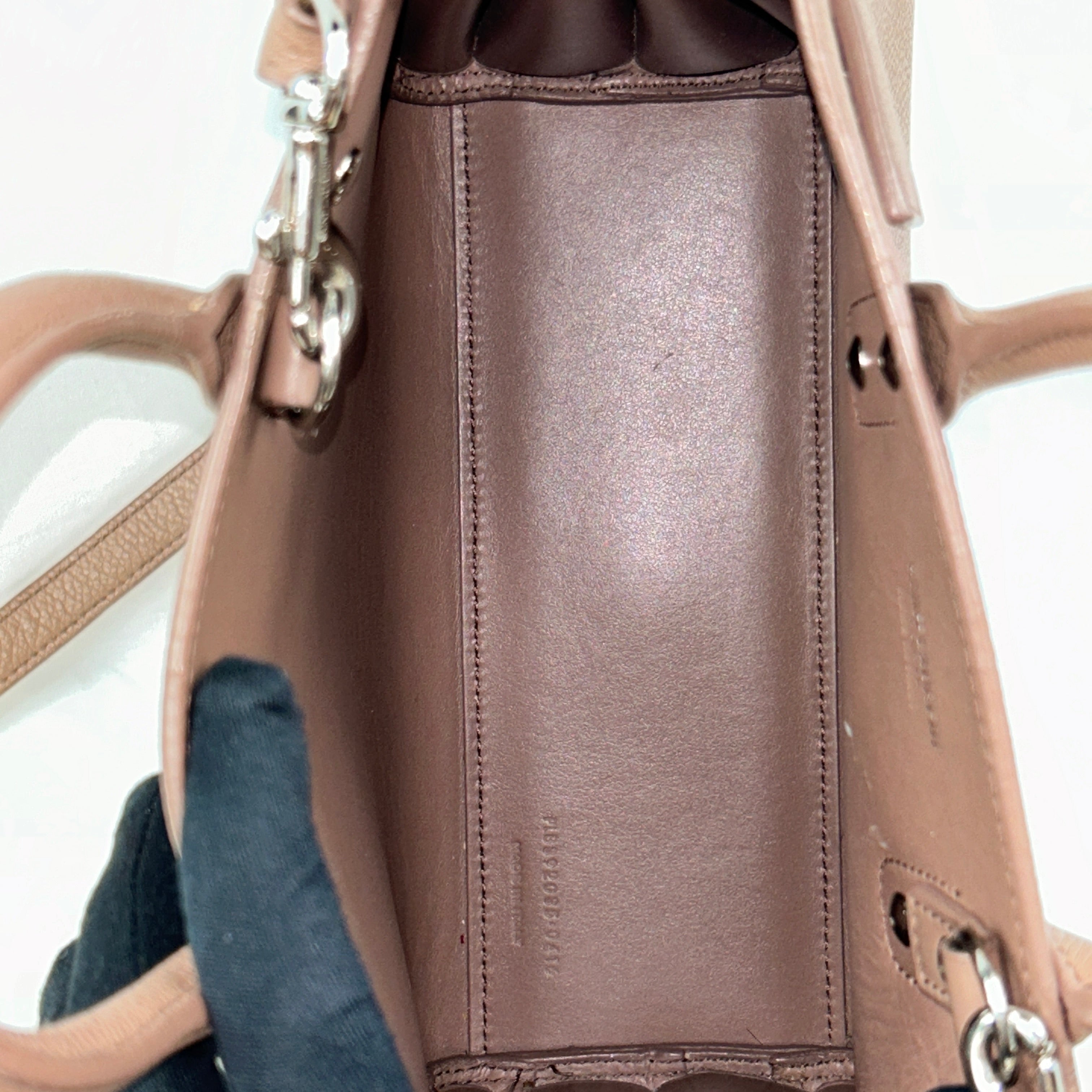 Rose Nude Grained Calfskin Leather Sac De Jour Nano w/SHW