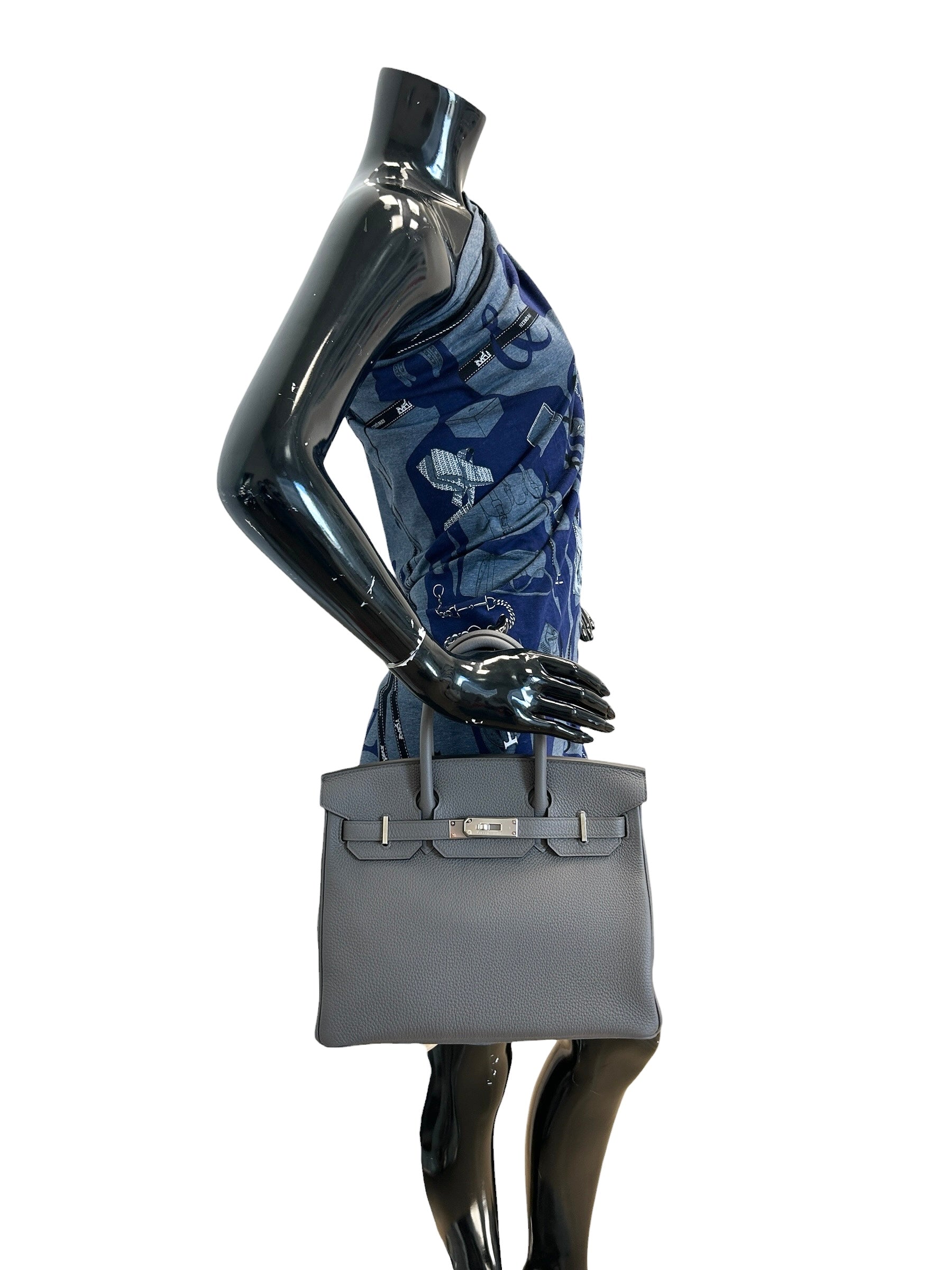 Hermes Etain Togo Leather Birkin 30 Bag w/PHW