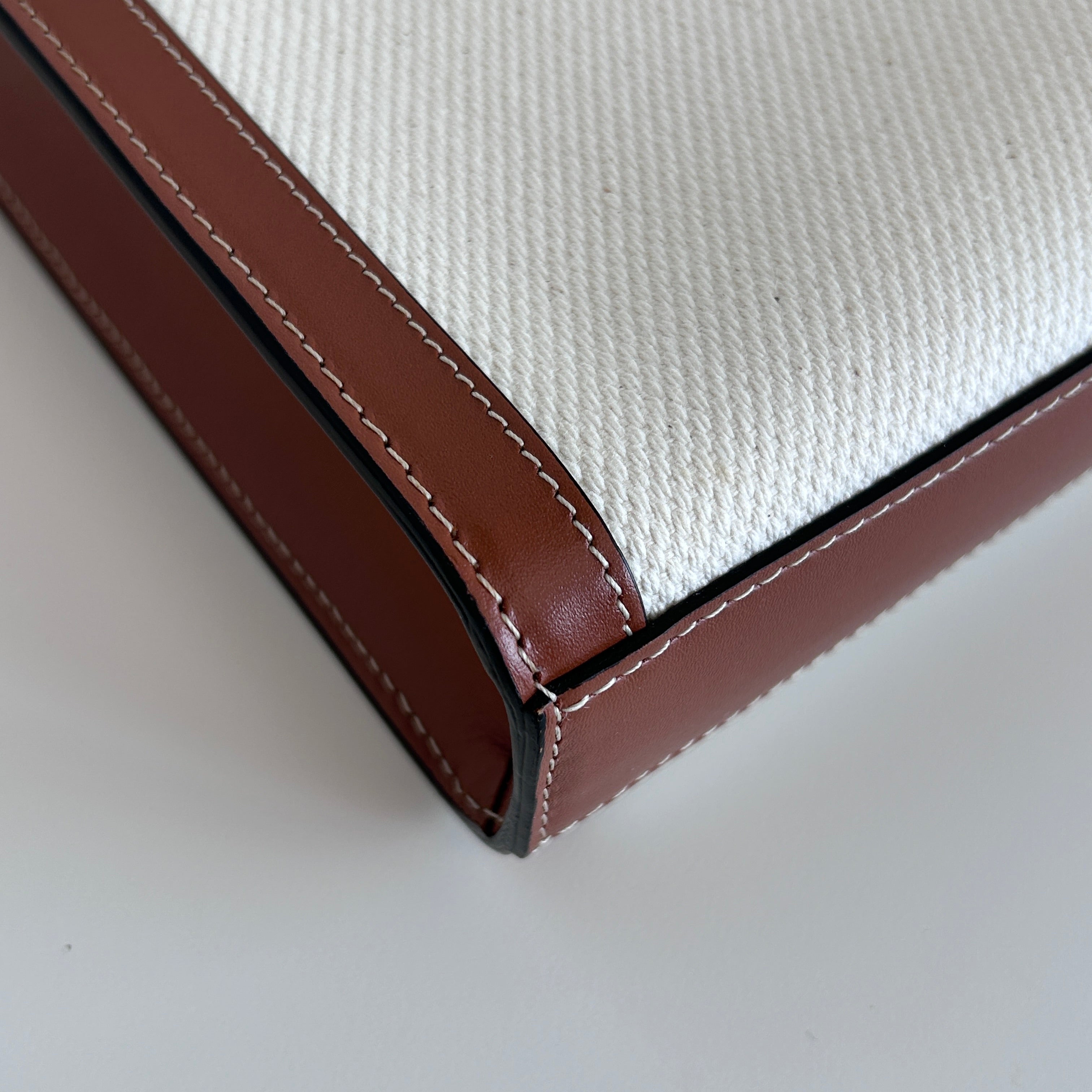 St. Tropez Vertical Canvas/Leather Mini Tote w/GHW