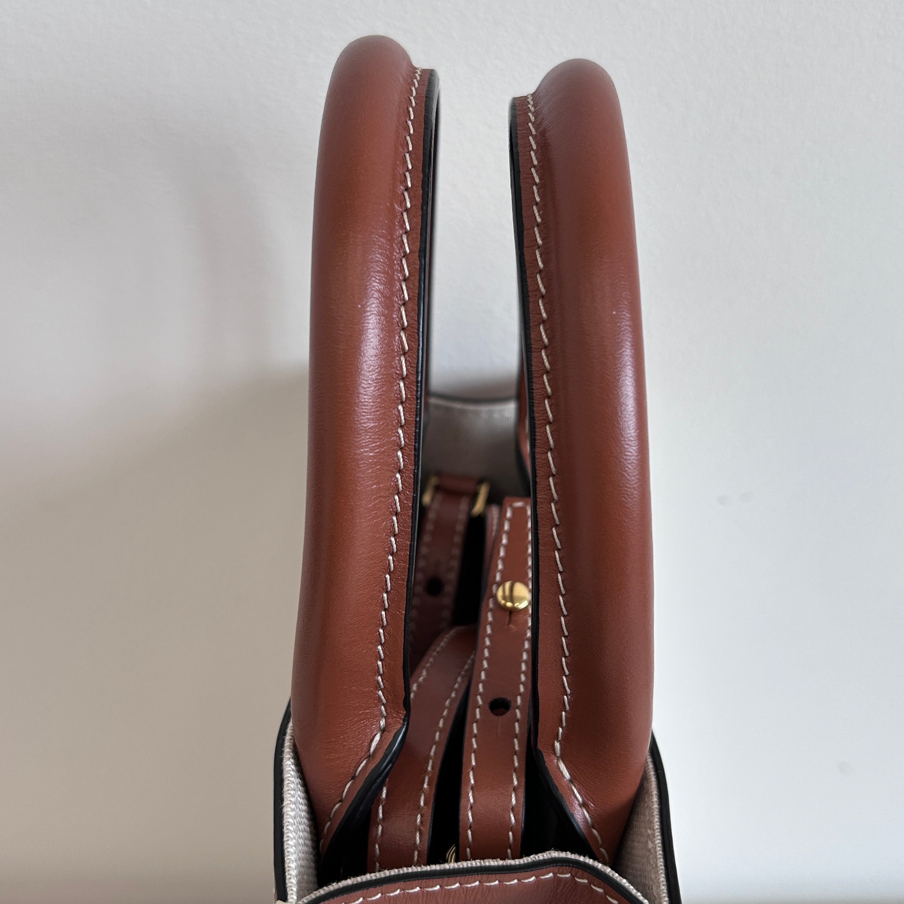 St. Tropez Vertical Canvas/Leather Mini Tote w/GHW