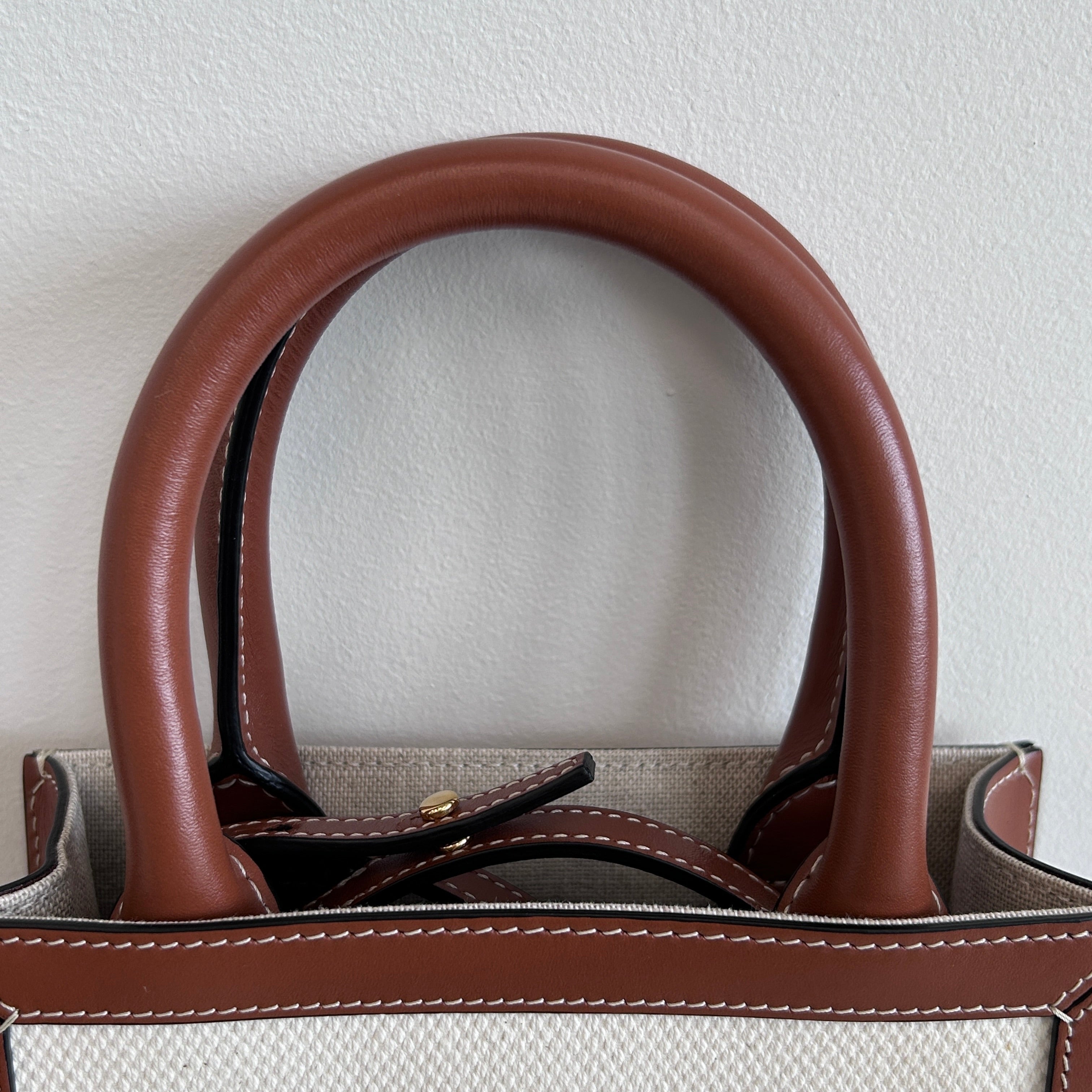 St. Tropez Vertical Canvas/Leather Mini Tote w/GHW
